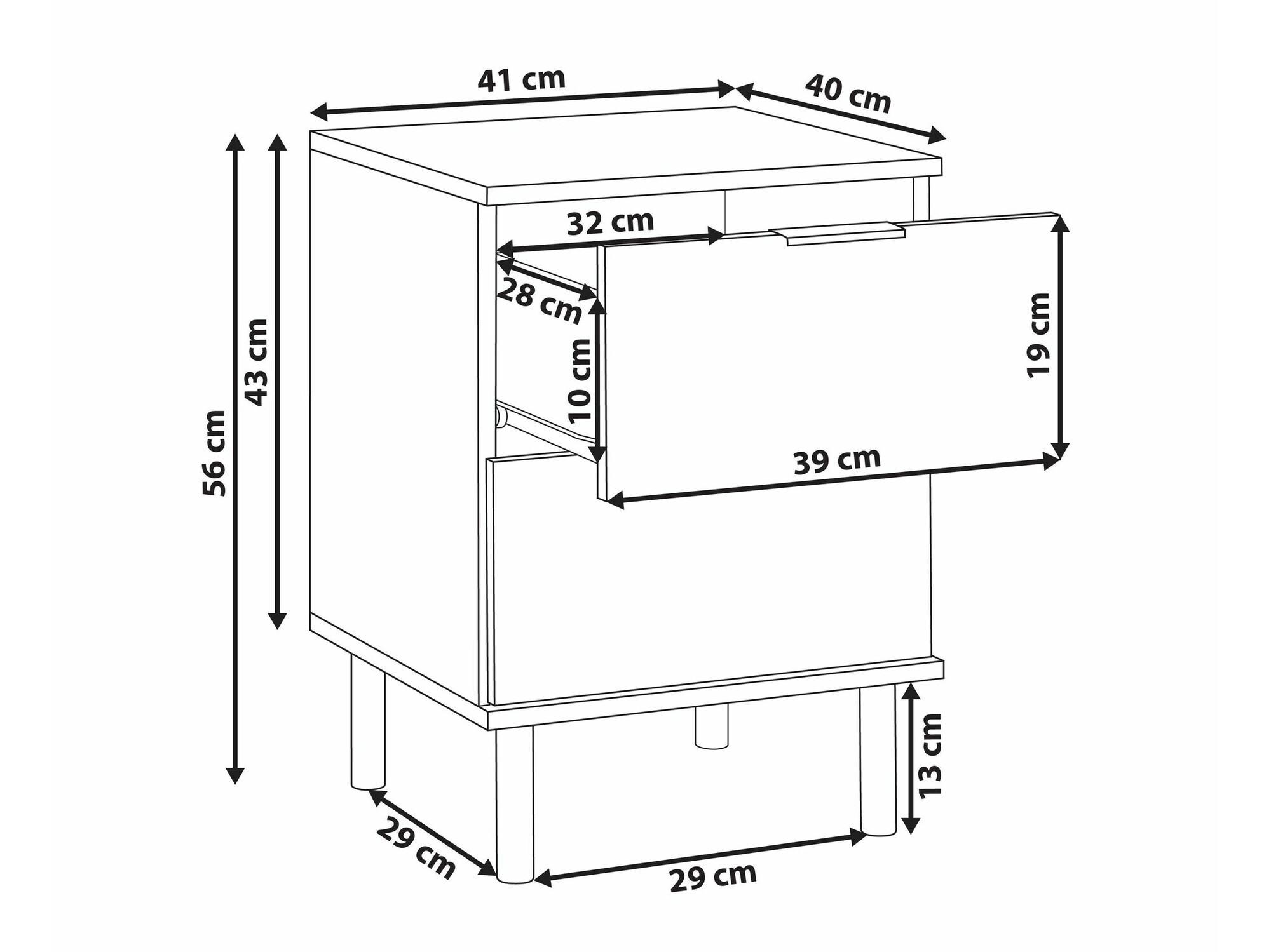 Noćni ormarić Berwyn 2384 (Bijela)