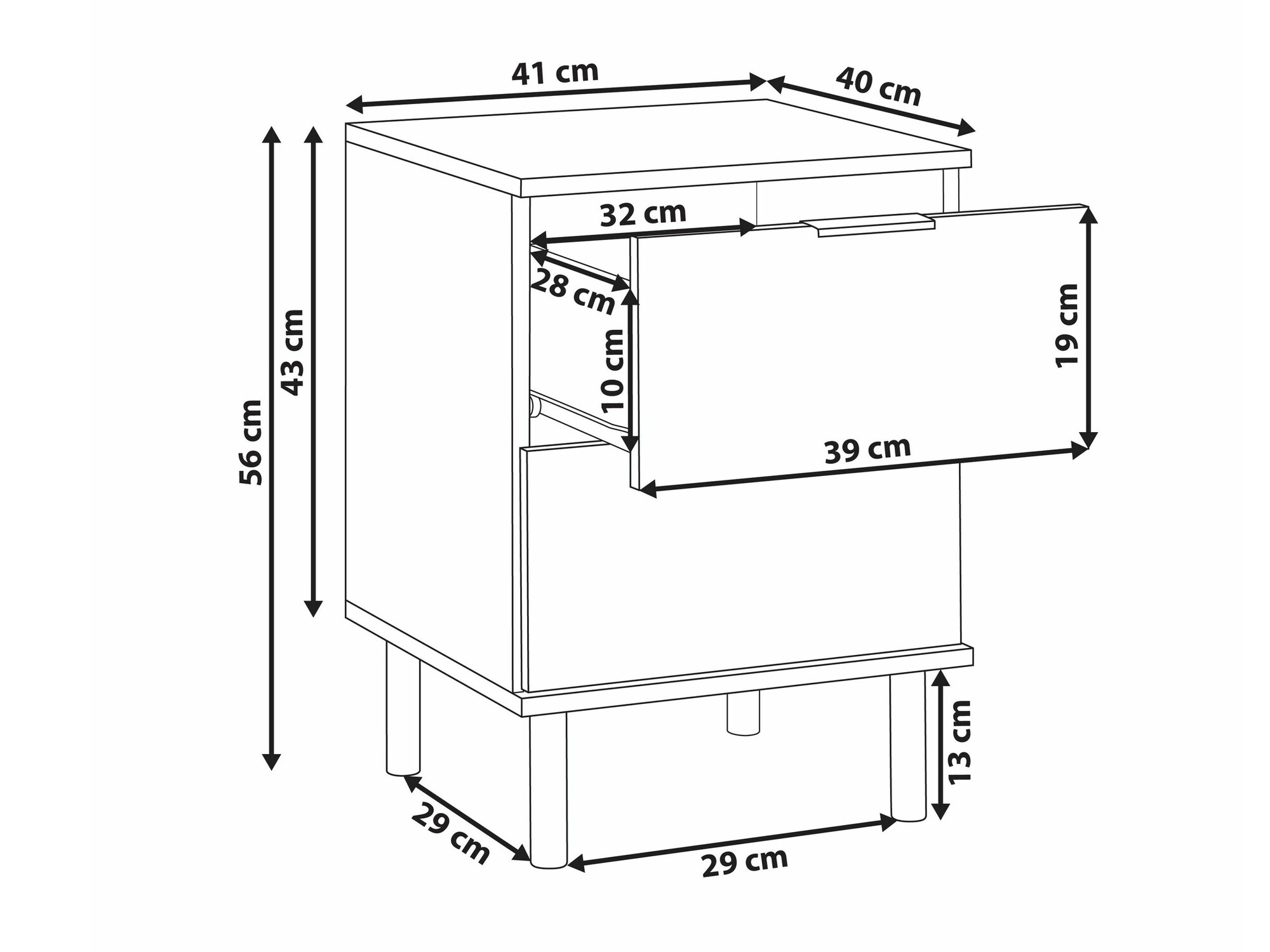 Noćni ormarić Berwyn 2384 (Zelena)