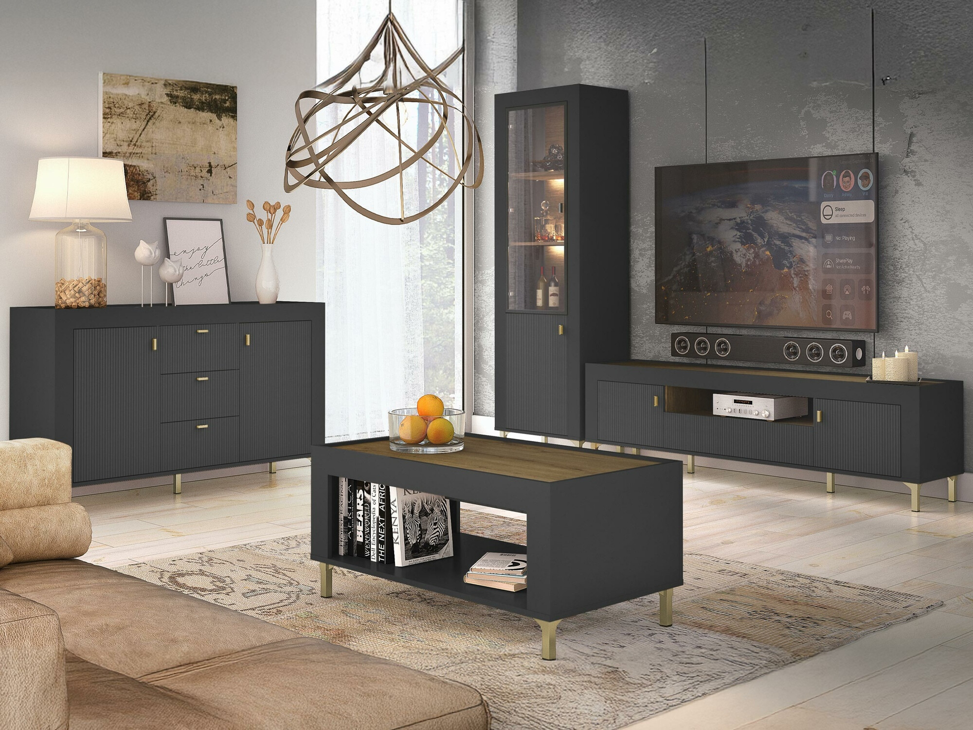 Set za dnevni boravak Mormavu 114 (Mat crna)