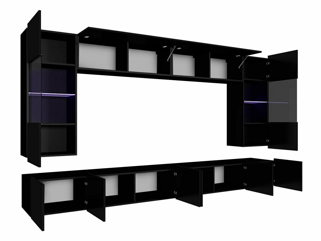 Dnevni boravak Tivdalu 105 (Crna + Sjajno crna)