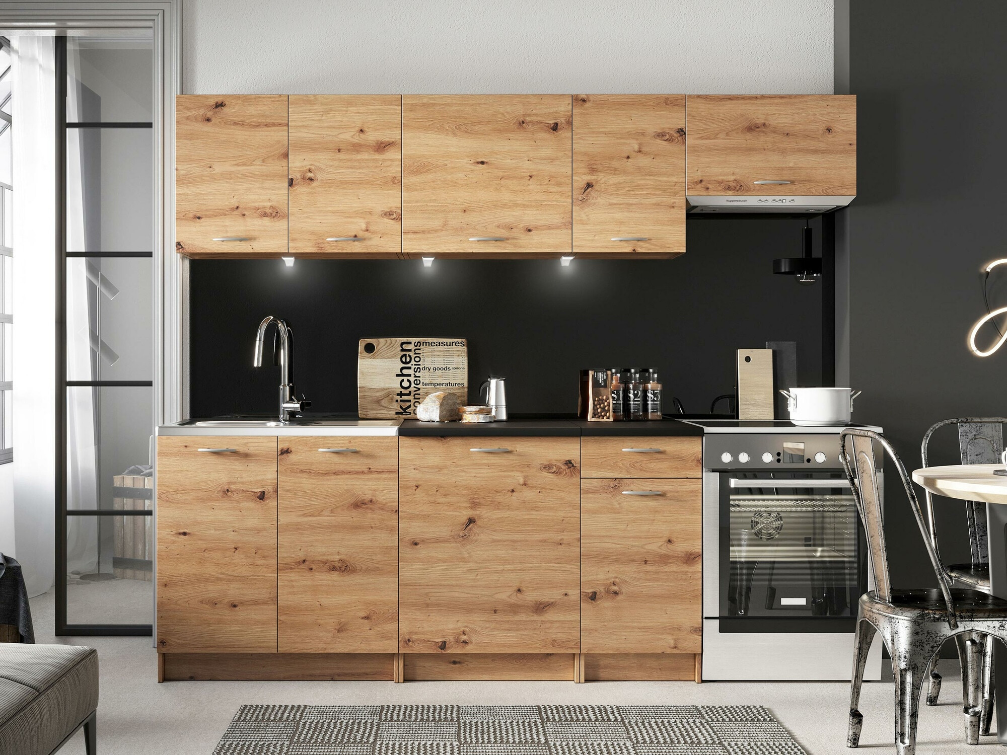 Kuhinjski set Trenton 105 (Hrast Artisan + Crna)