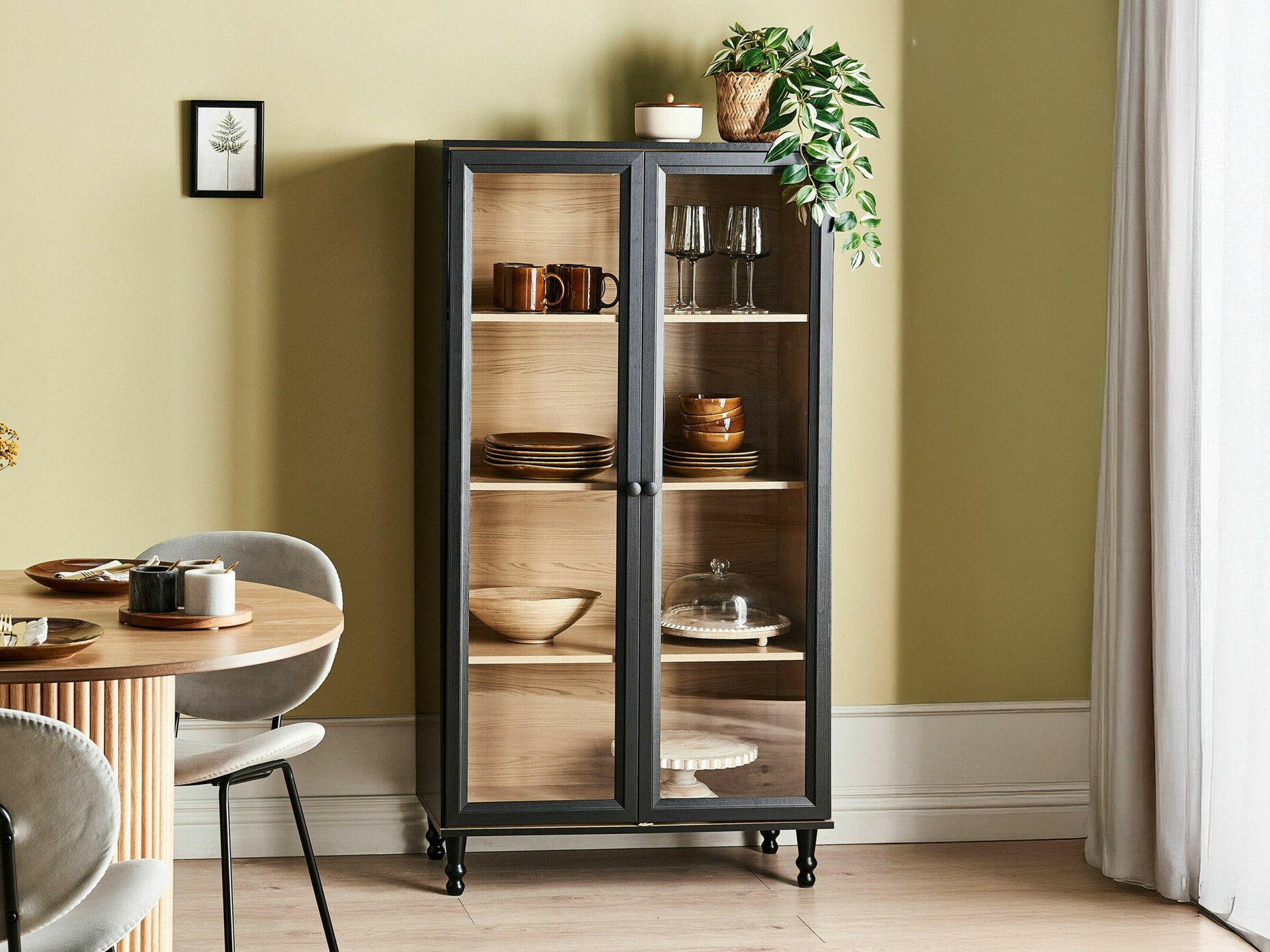 Polica Berwyn 2385 (Crna + Svijetlo drvo)