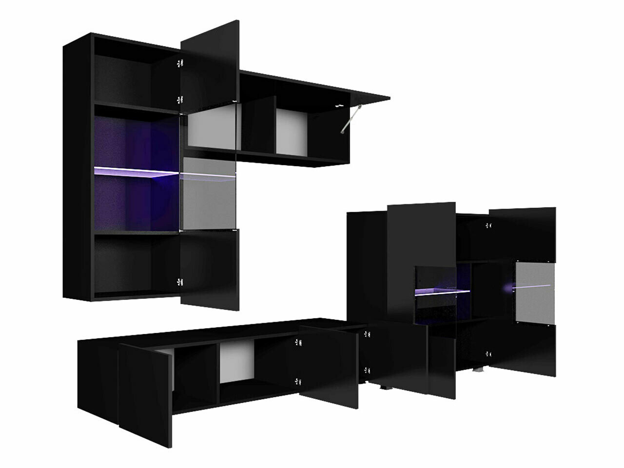 Set za dnevni boravak Tivdalu 107 (Crna + Sjajno crna)