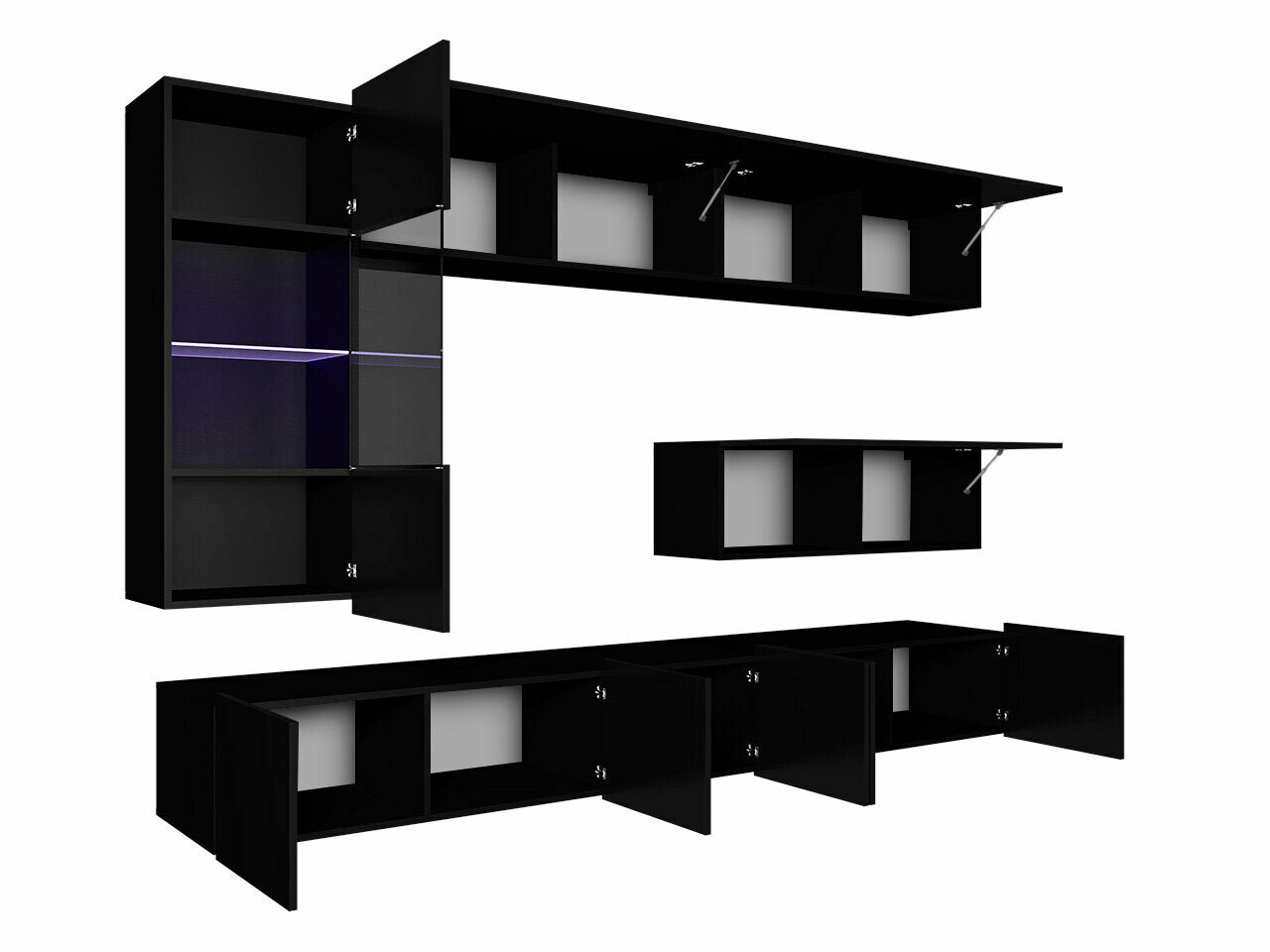 Set za dnevni boravak Tivdalu 108 (Crna + Sjajno crna)