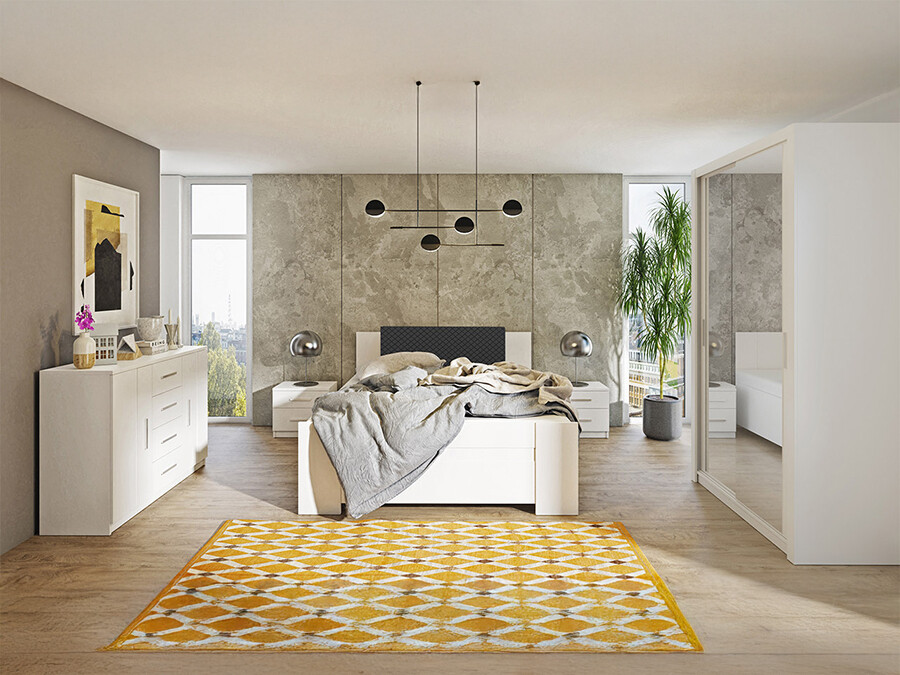 Set za spavaću sobu Catromi 112 (Bijela + Soft Pik 011)