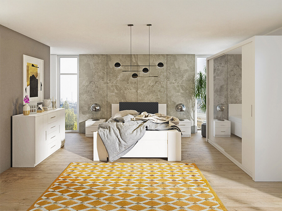 Set za spavaću sobu Catromi 114 (Bijela + Soft Pik 011)