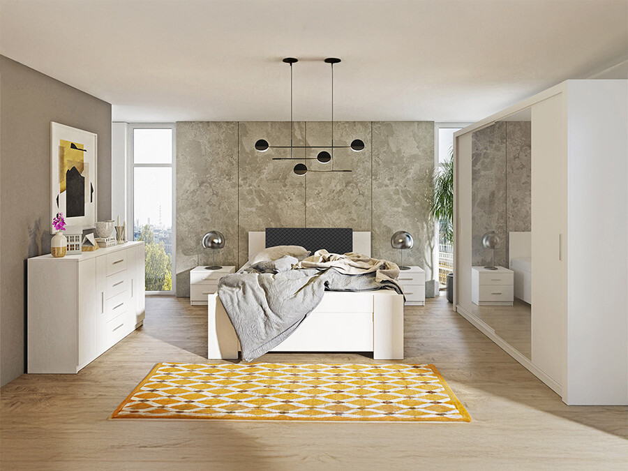 Set za spavaću sobu Catromi 115 (Bijela + Soft Pik 011)