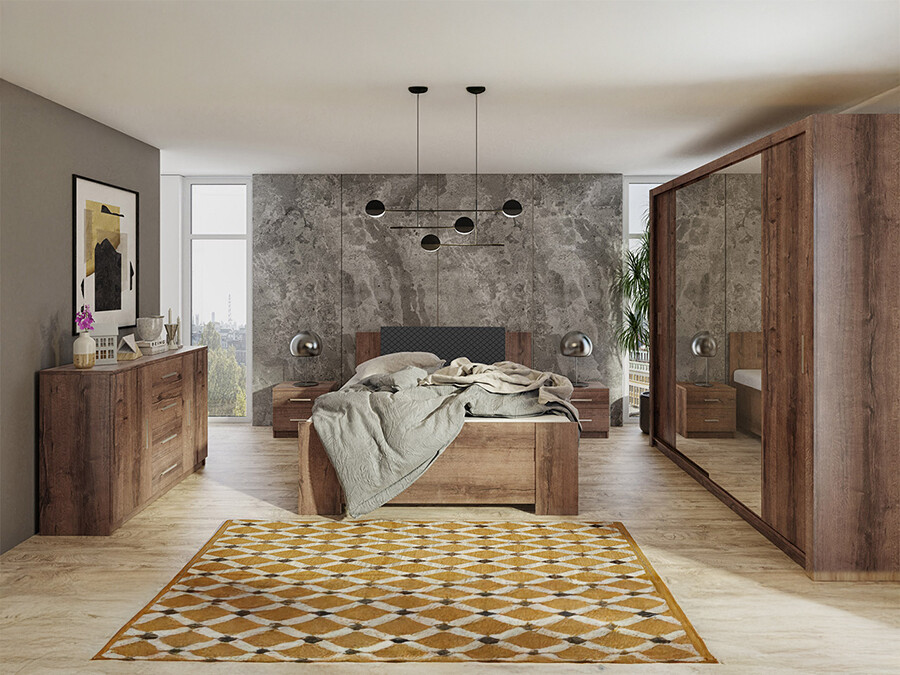 Set za spavaću sobu Catromi 115 (Hrast Monastery + Soft Pik 011)