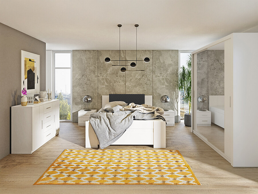 Set za spavaću sobu Catromi 121 (Bijela + Soft Pik 011)