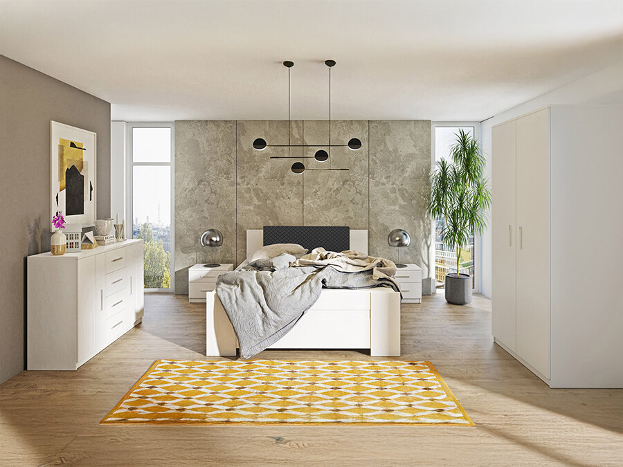 Set za spavaću sobu Catromi 122 (Bijela + Soft Pik 011)