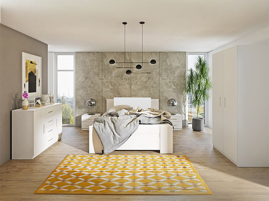 Set za spavaću sobu Catromi 123 (Bijela + Soft Pik 017)