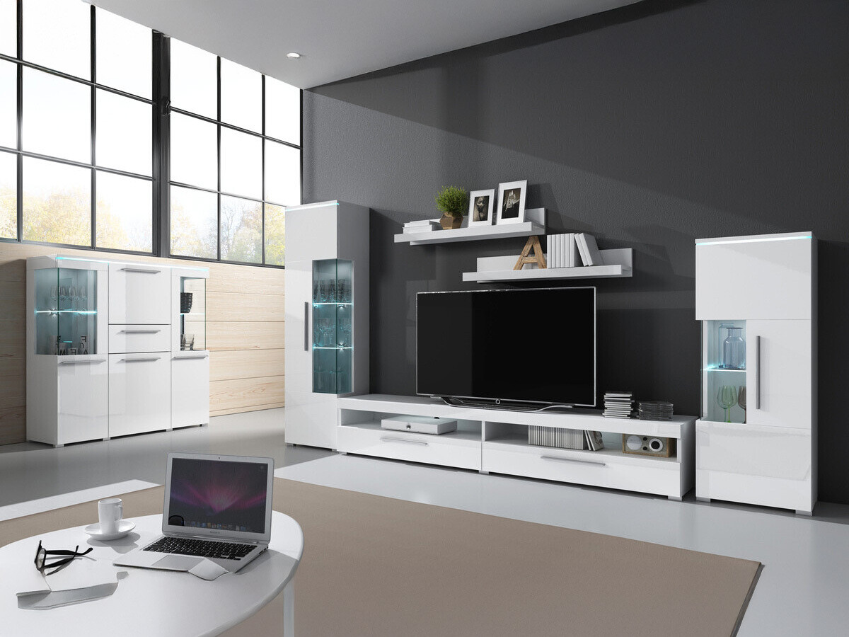 Set za dnevni boravak Torvire 107 (Bijela + Sjajno bijela)