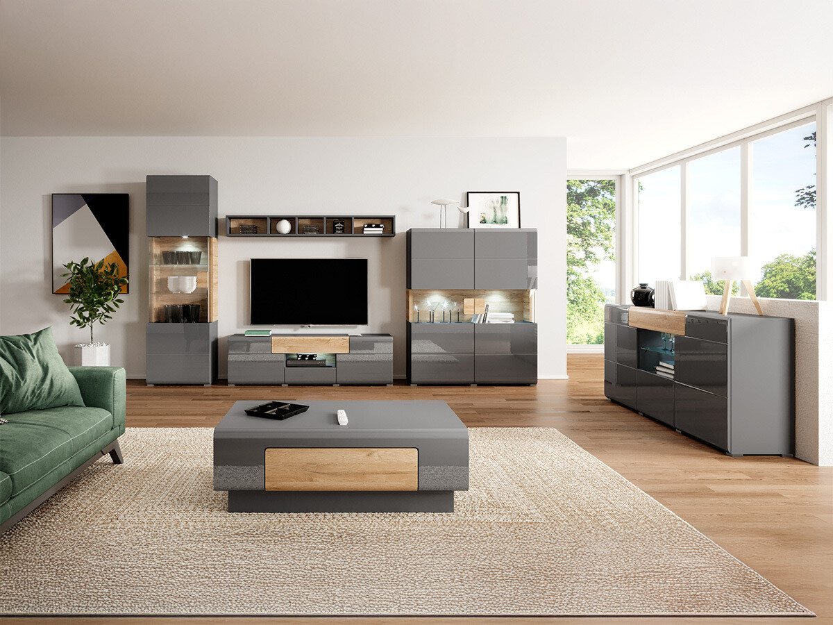 Komoda Torsone 108 (Antracit + Gloss antracit + Hrast Grandson)