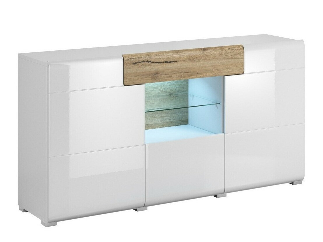 Komoda Torsone 108 (Bijela + Sjajno bijela + Hrast San Remo)
