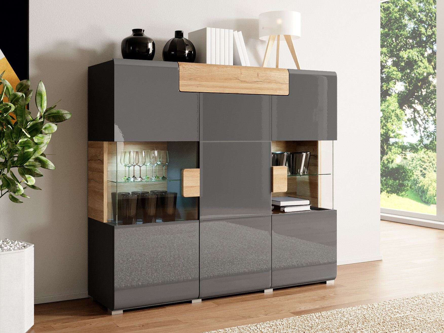 Ormarić Torsone 100 (Antracit + Gloss antracit + Hrast Grandson)