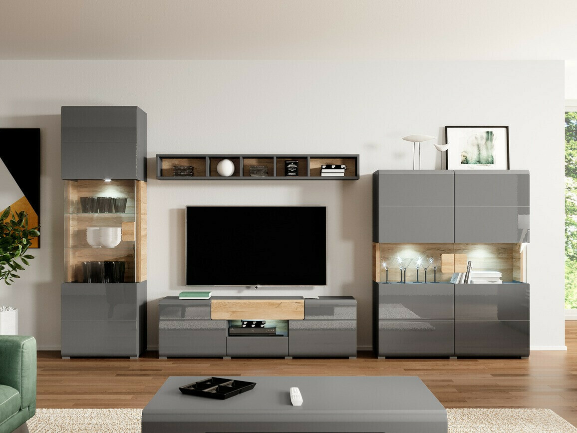 Polica Torsone 107 (Antracit + Gloss antracit + Hrast Grandson)