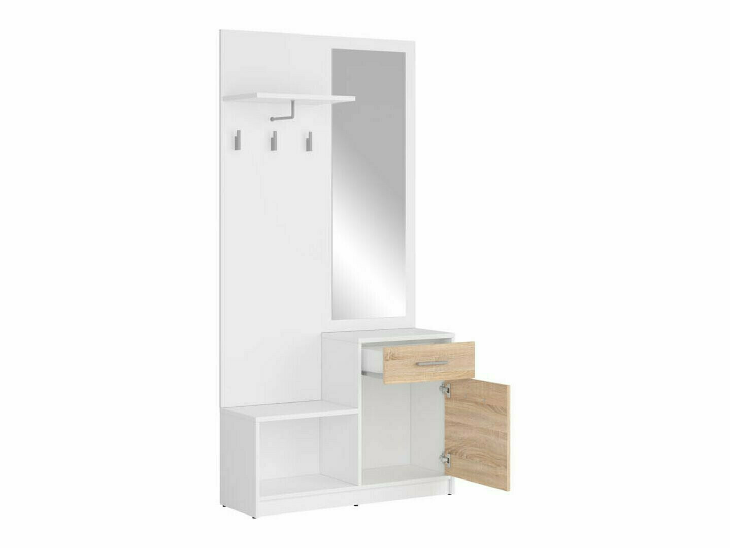 Set za hodnik Novsore 145 (Bijela + Sonoma hrast)