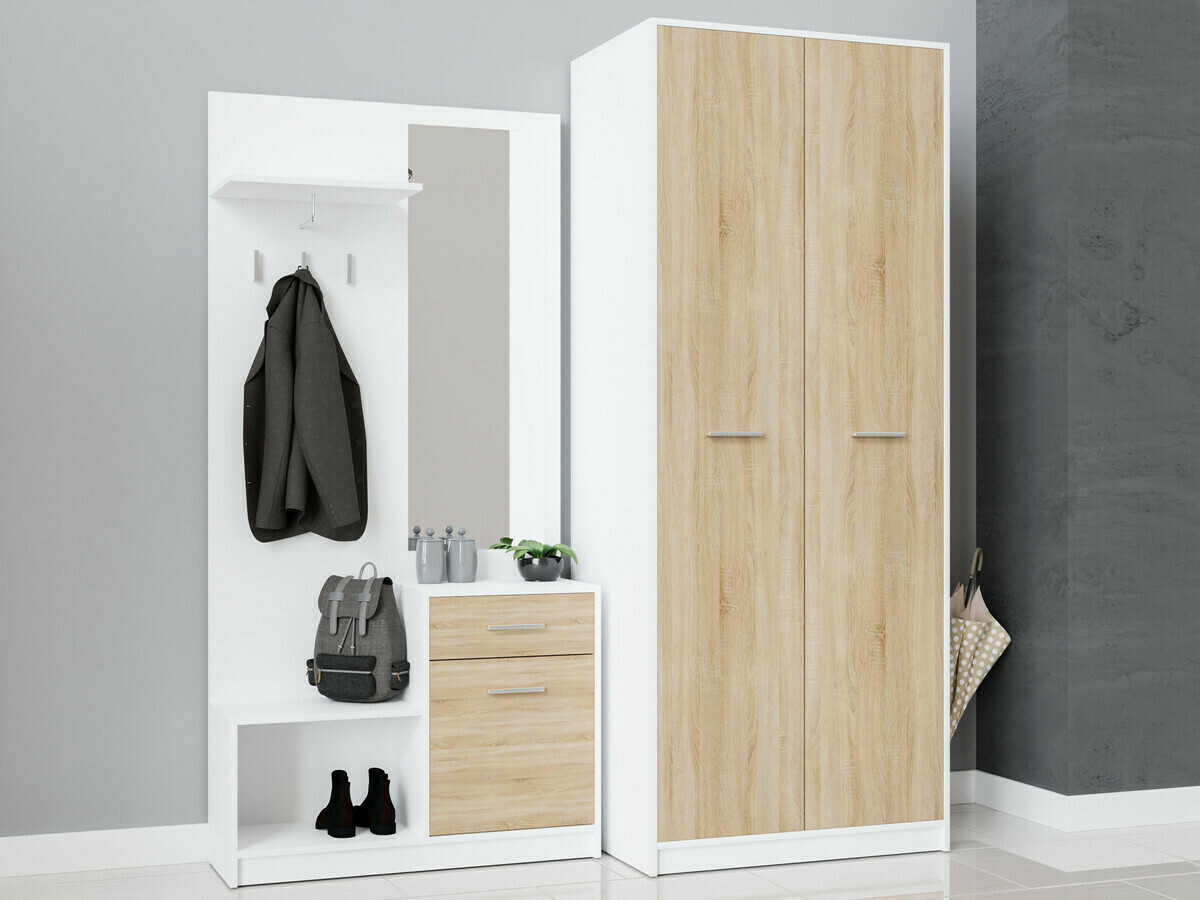 Set za hodnik Novsore 146 (Bijela + Sonoma hrast)