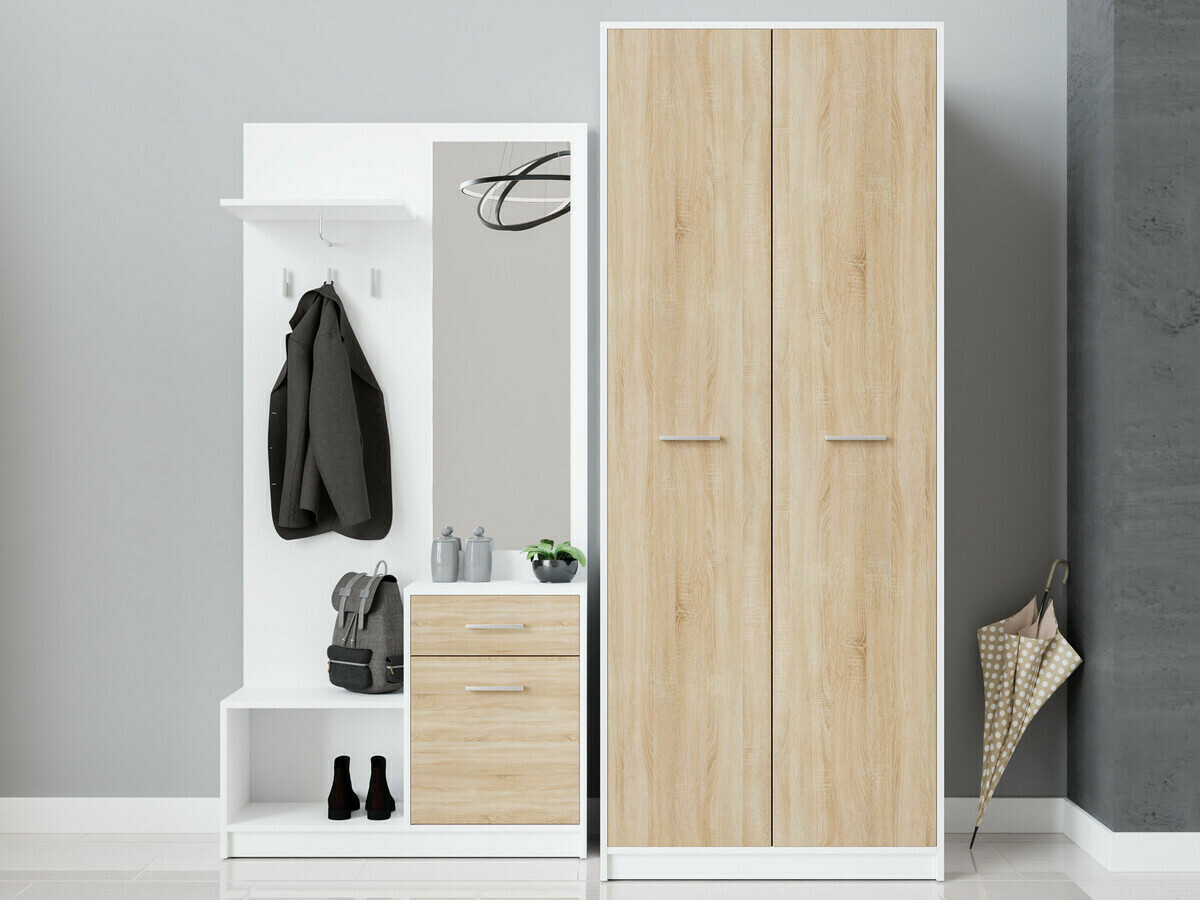 Set za hodnik Novsore 146 (Bijela + Sonoma hrast)