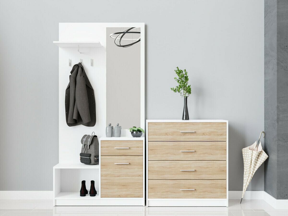 Set za hodnik Novsore 148 (Bijela + Sonoma hrast)