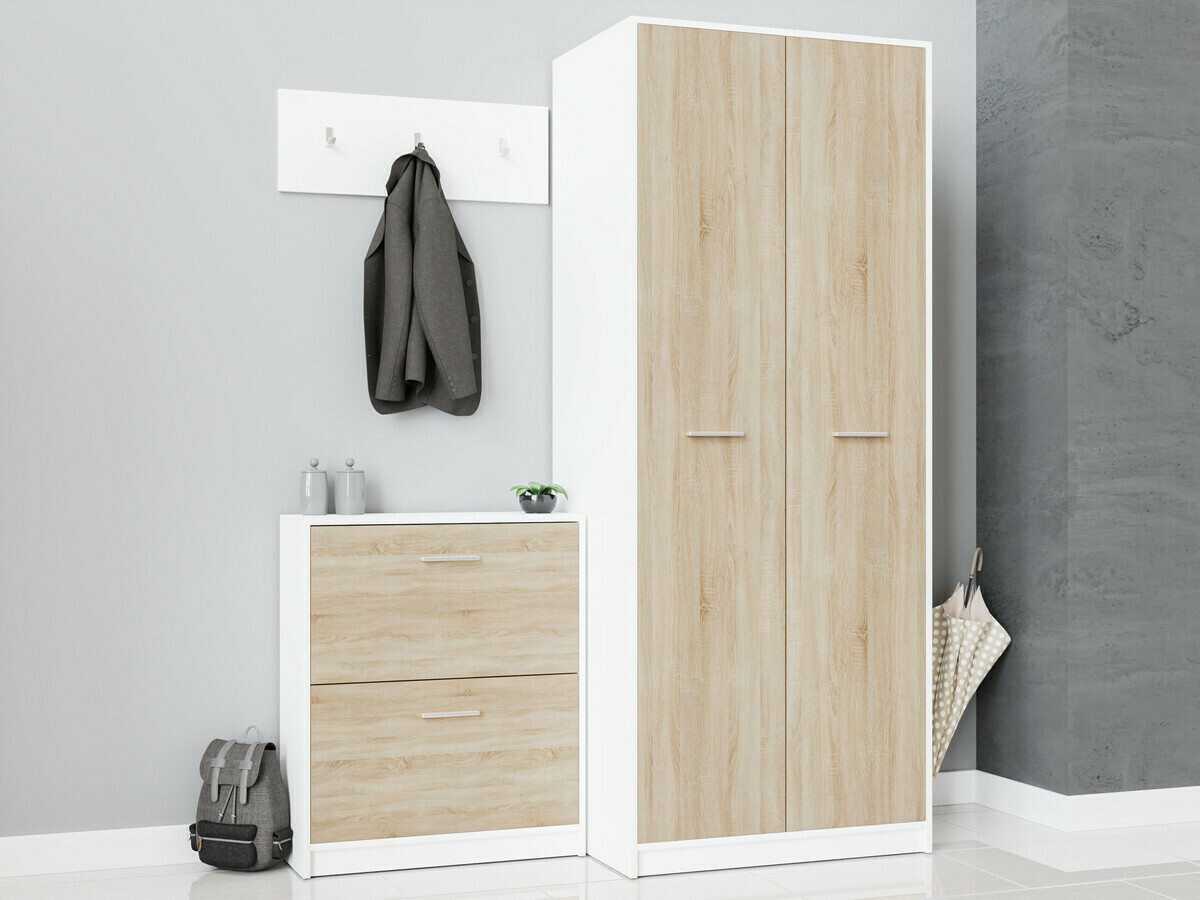 Set za hodnik Novsore 150 (Bijela + Sonoma hrast)