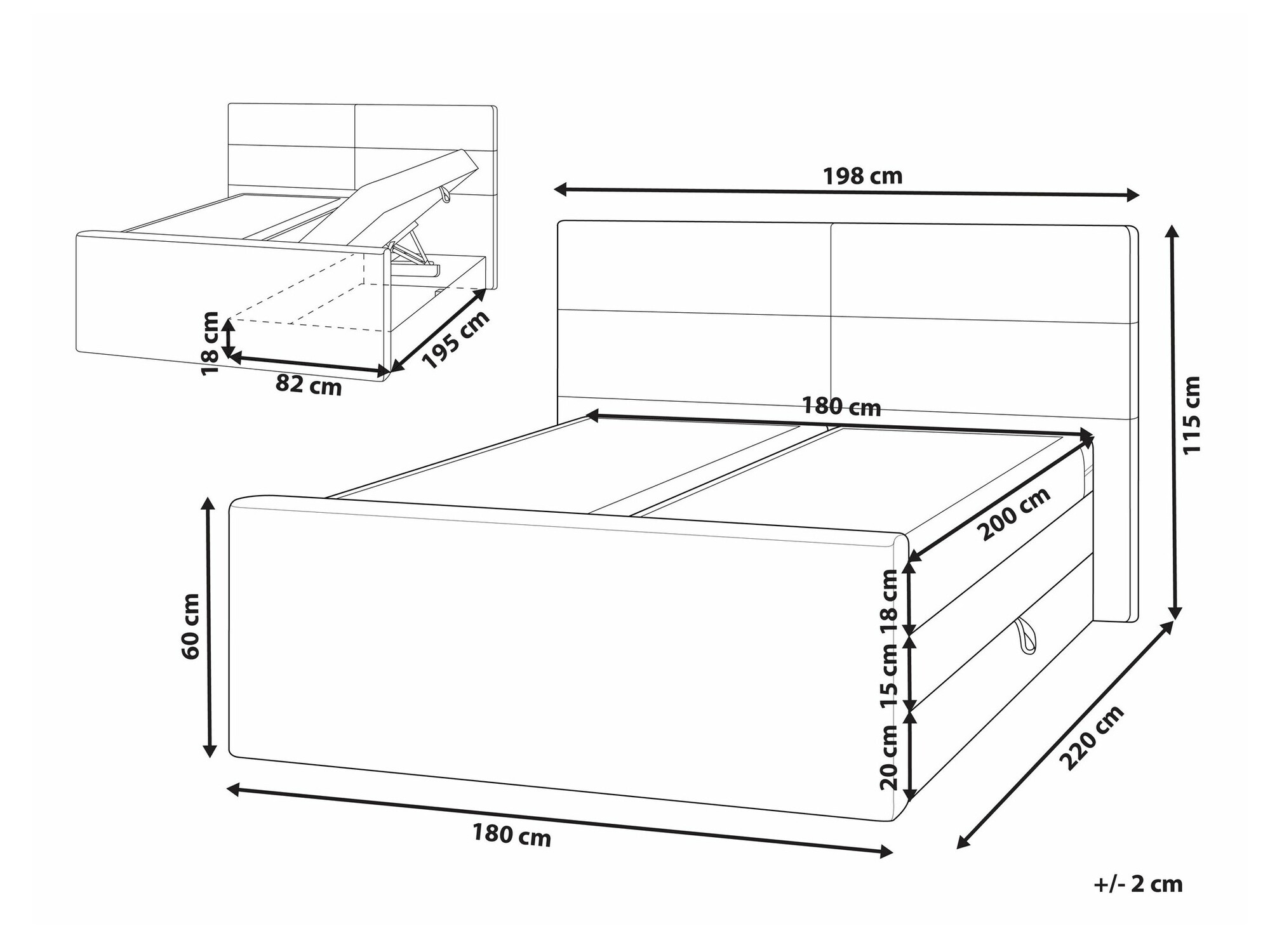 Boxspring krevet Berwyn 2394 (Bež)