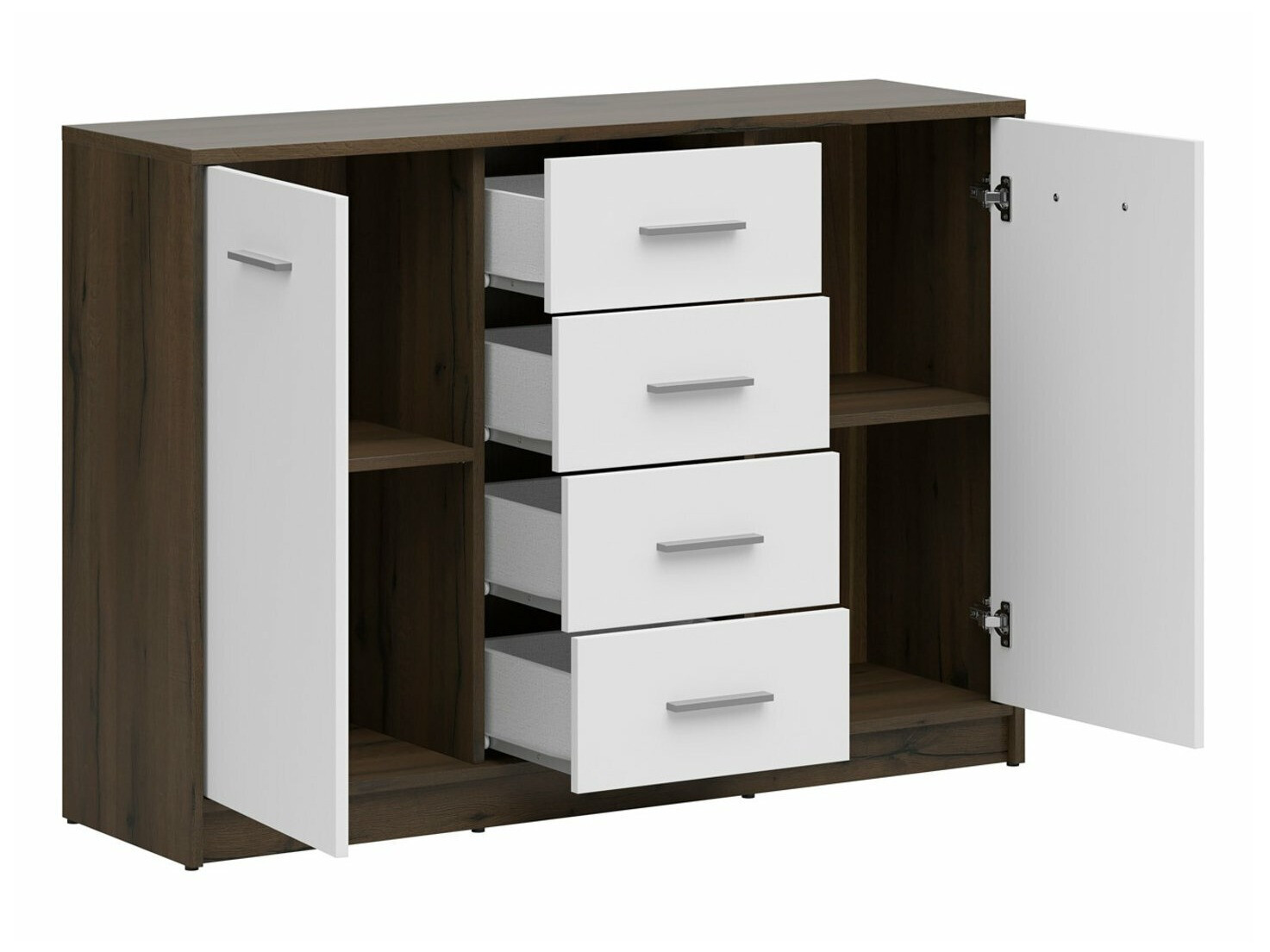 Komoda Novsore 118 (Tamni hrast + Bijela)