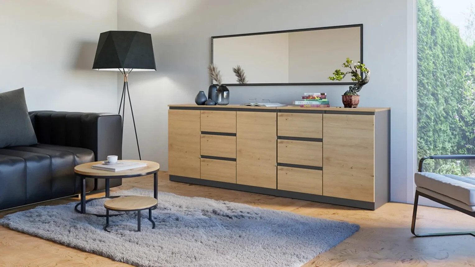 Komoda Elbvelu 109 (Antracit + Hrast Artisan)