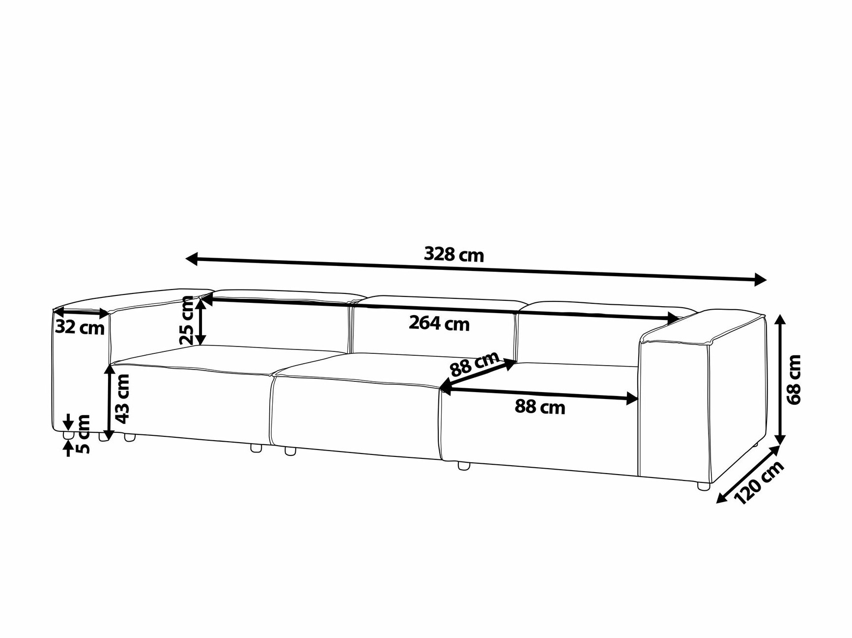 Modularan kauč Serophi 104 (Siva)