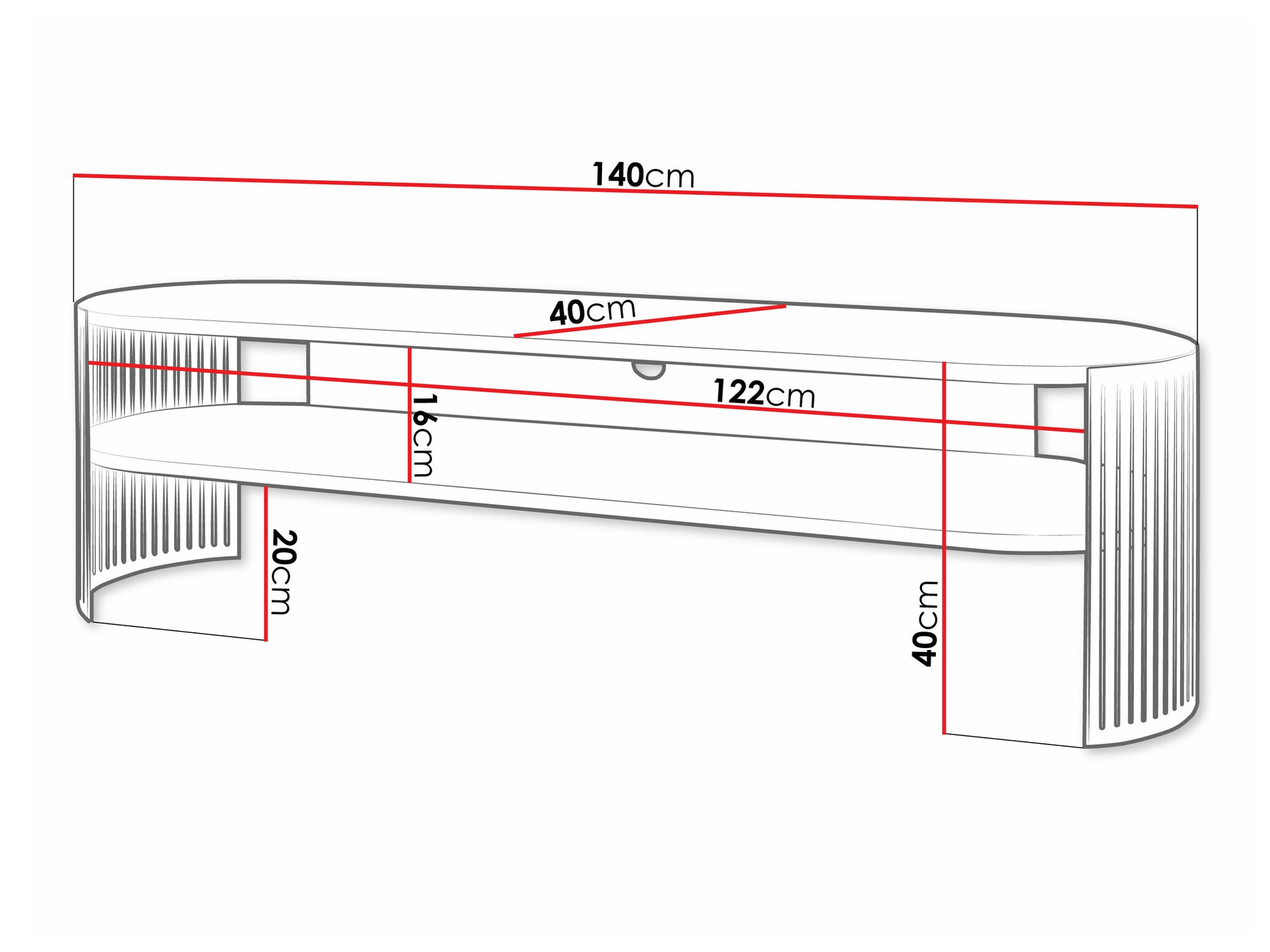 TV stol Civer (Crna + Bijela)