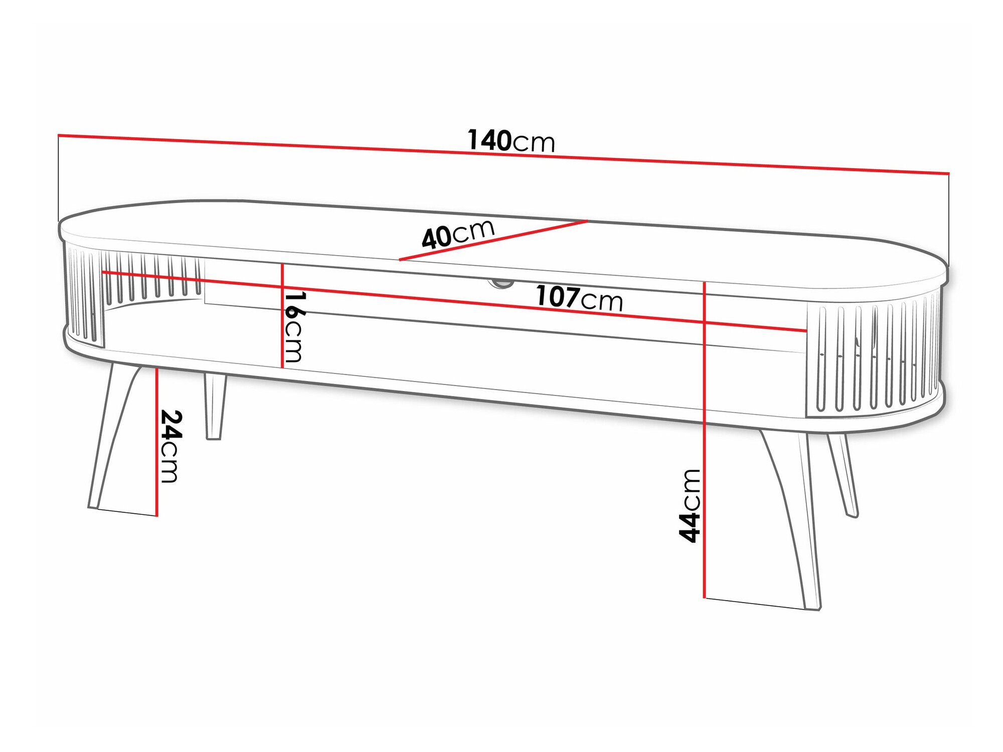 TV stol Sordore 108 (Crna + Bijeli mramor)