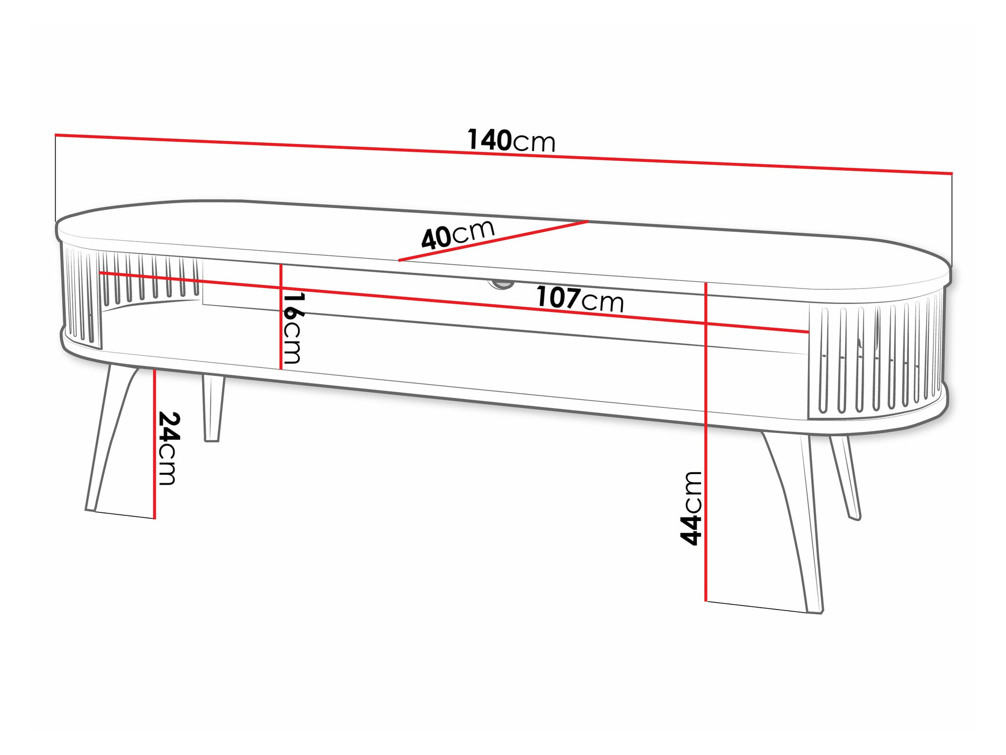 TV stol Vitum (Crna + Bijela)