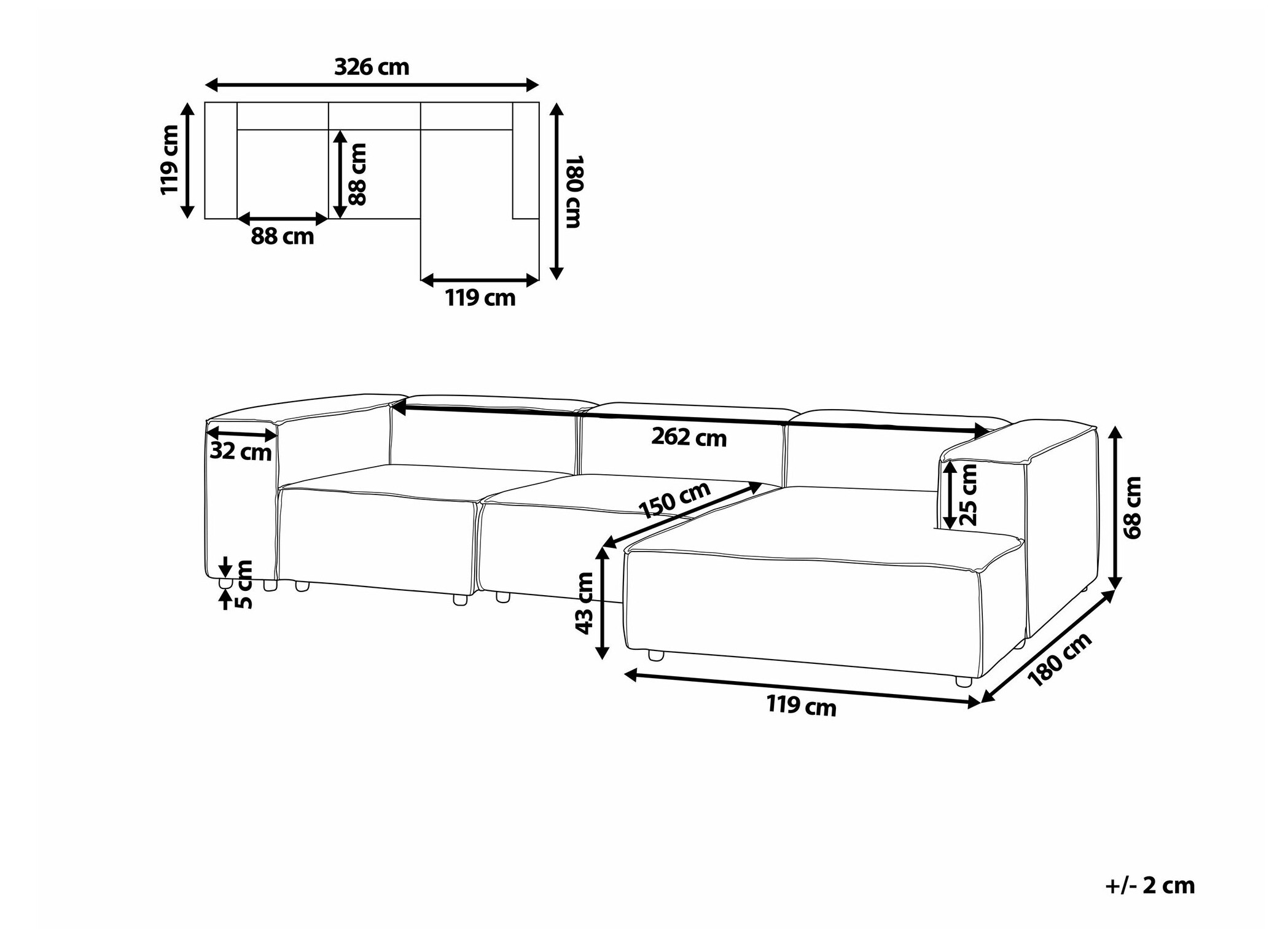 Modularna kutna garnitura Serophi 106 (Taupe)