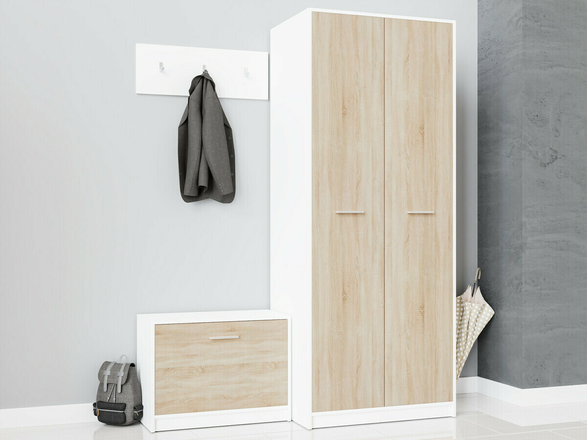 Set za hodnik Novsore 152 (Bijela + Sonoma hrast)