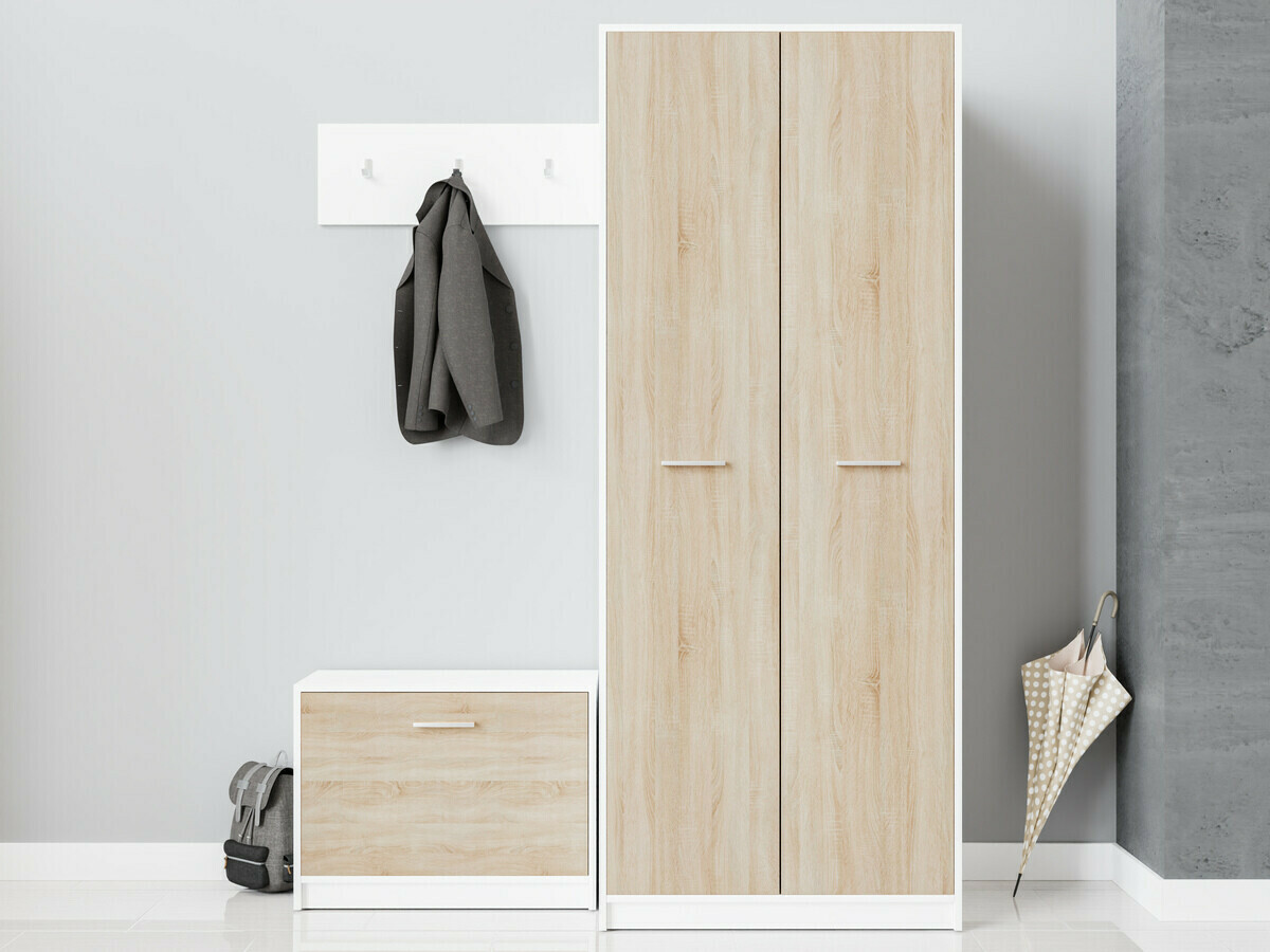 Set za hodnik Novsore 152 (Bijela + Sonoma hrast)