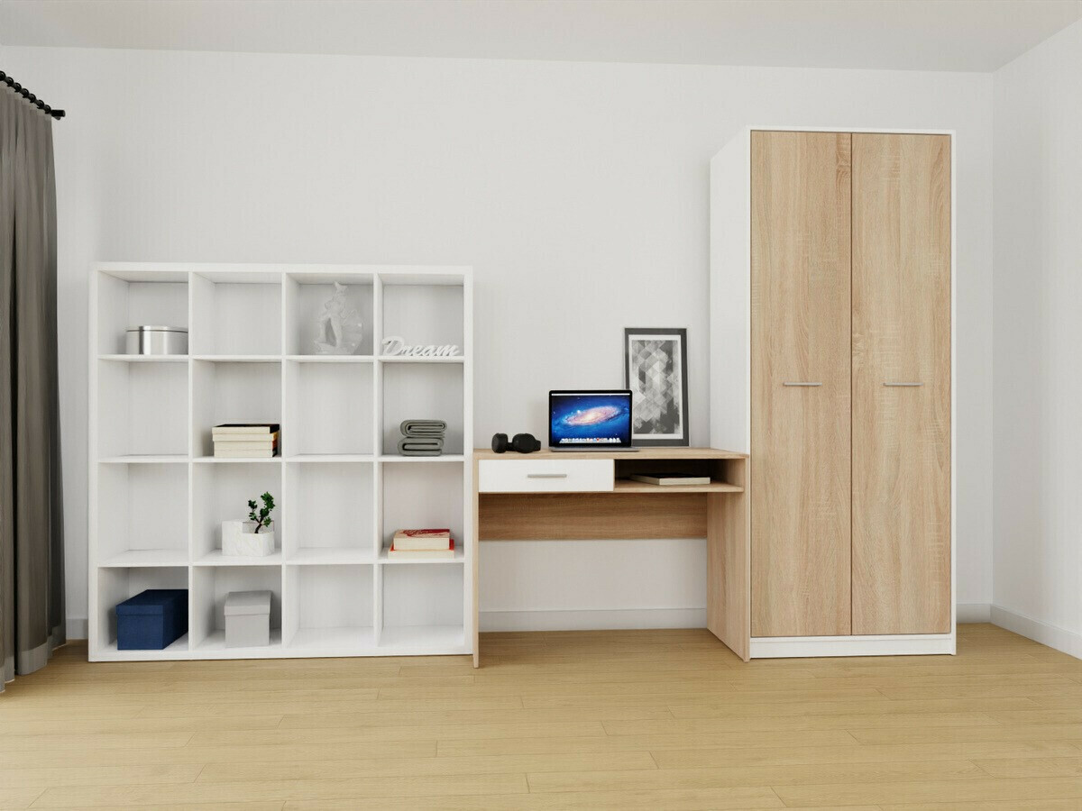 Set za kućni ured Novsore 153 (Bijela + Sonoma hrast)