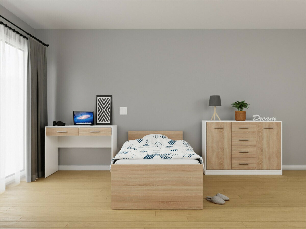 Set za spavaću sobu Novsore 149 (Bijela + Sonoma hrast)