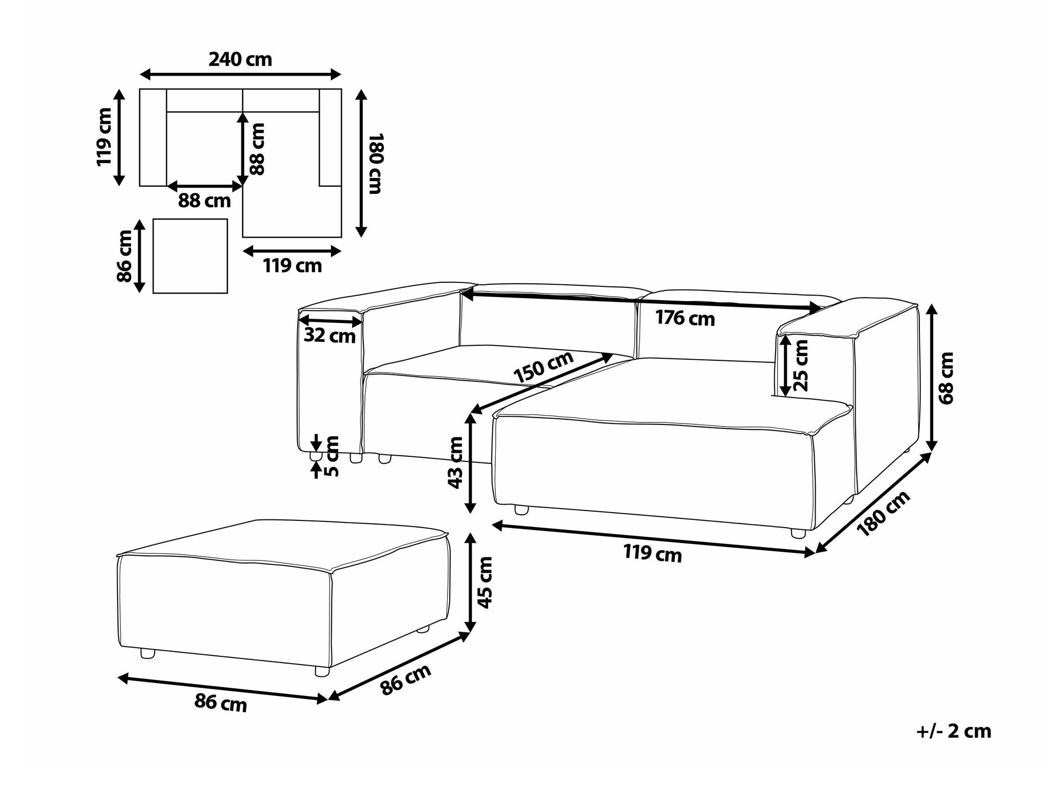 Tapecirani namještaj Serophi 105 (Bež)