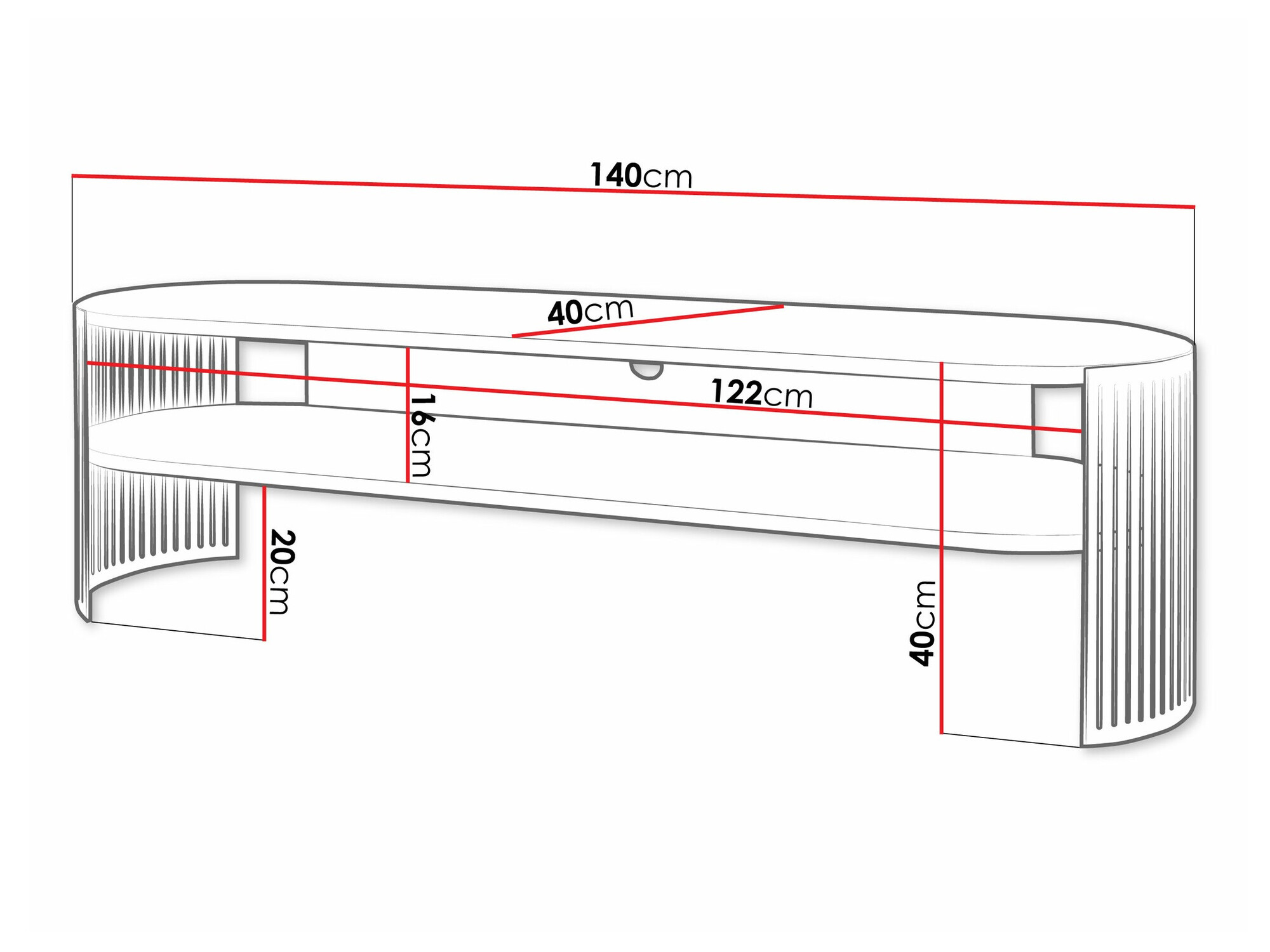 TV stol Civer II (Ružičasta + Bijela)