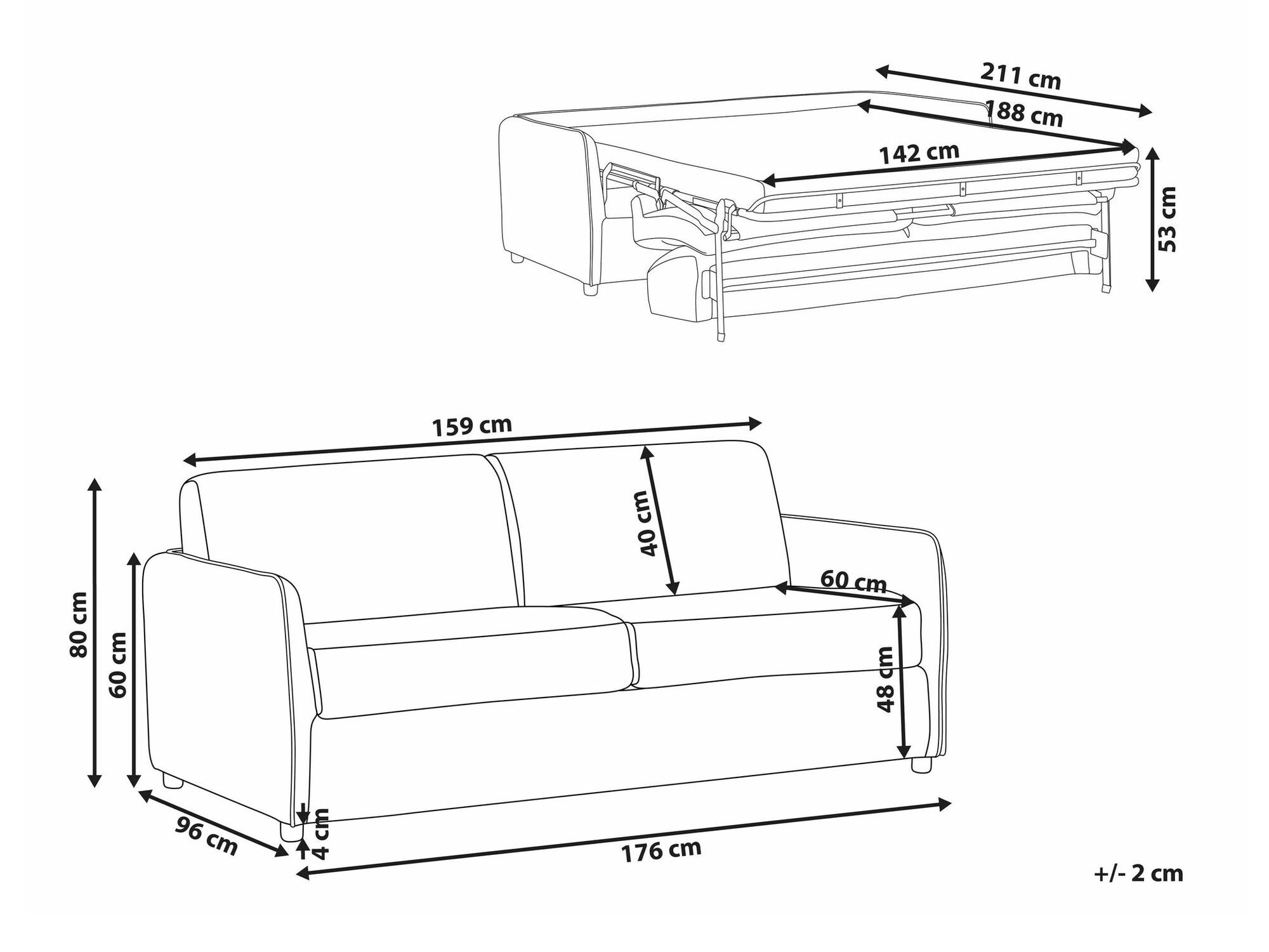 Kauč na razvlačenje Berwyn 2403 (Siva)