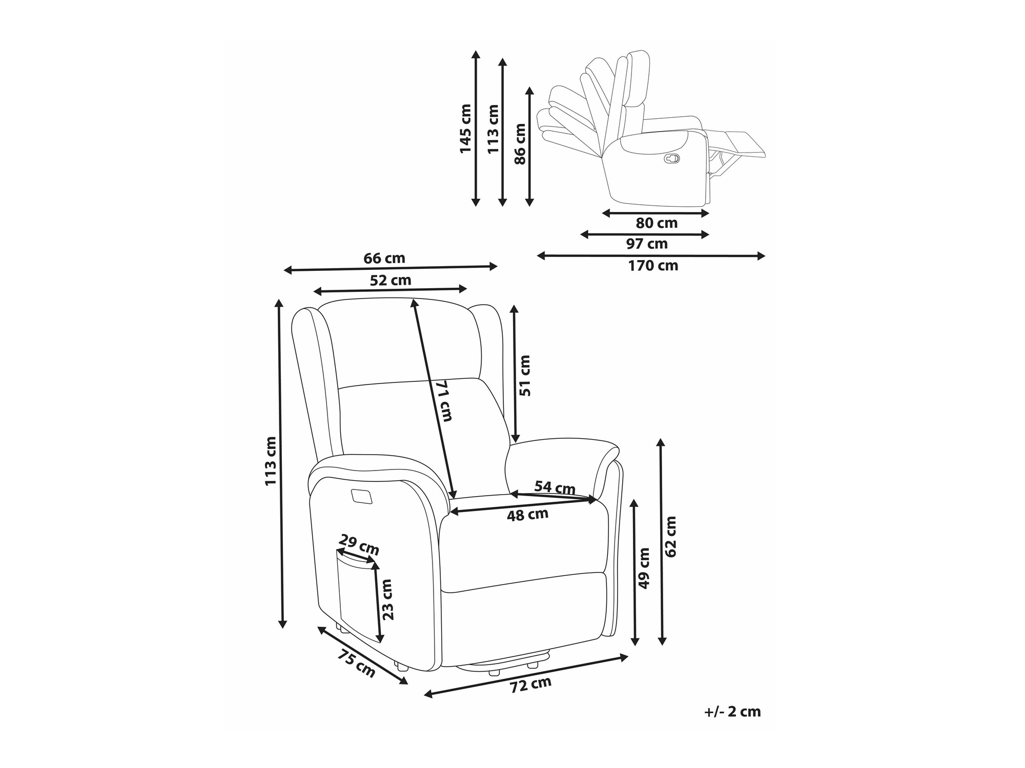 Podesiva fotelja Berwyn 2420 (Krem)