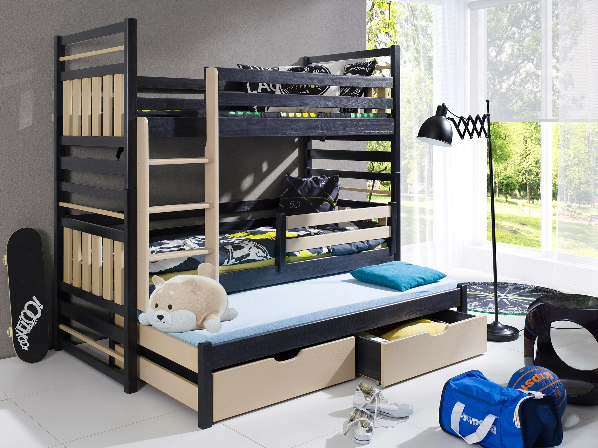 Krevet na kat Henderson 123 (Wenge + Svijetlo smeđa)