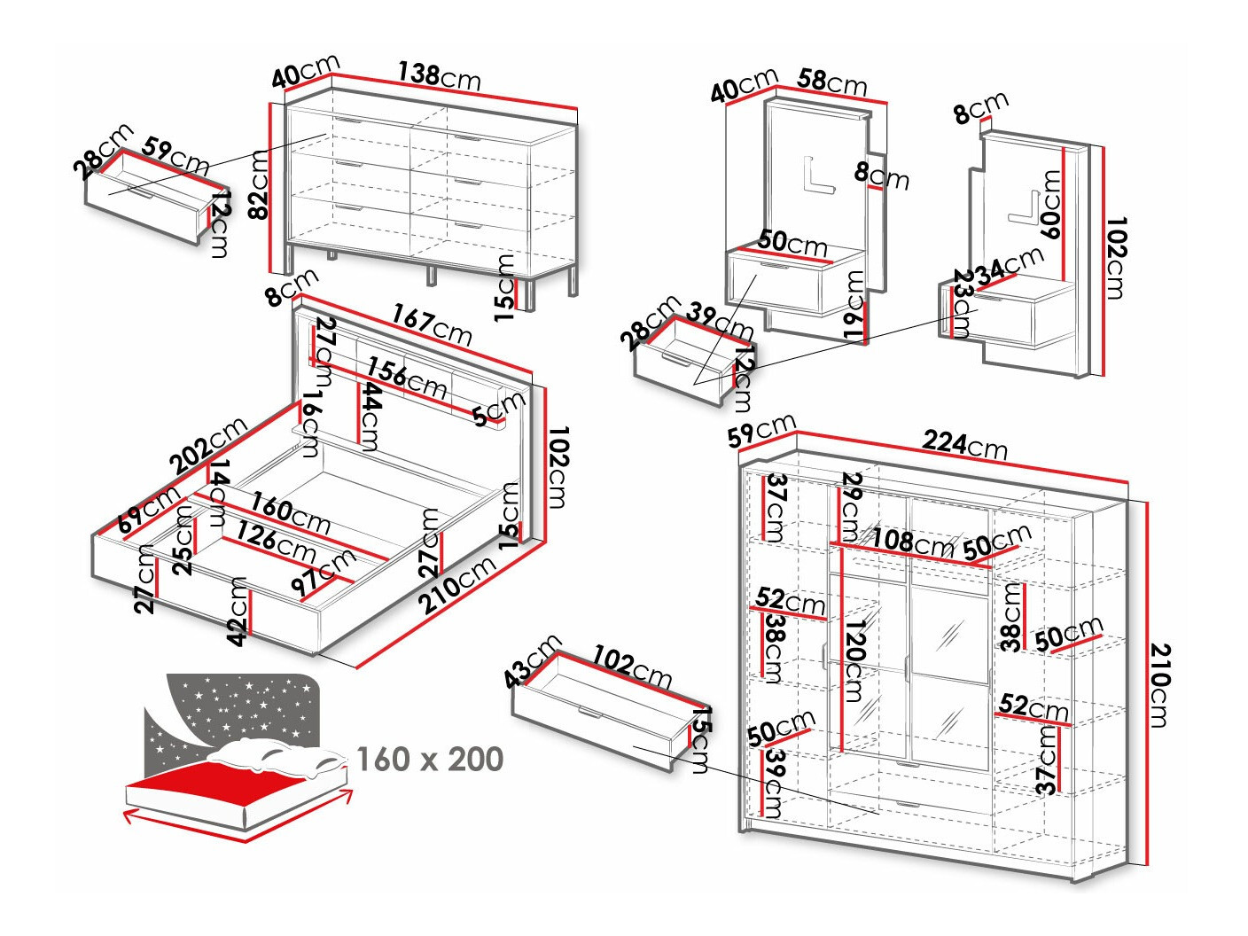 Set za spavaću sobu Flodale 106