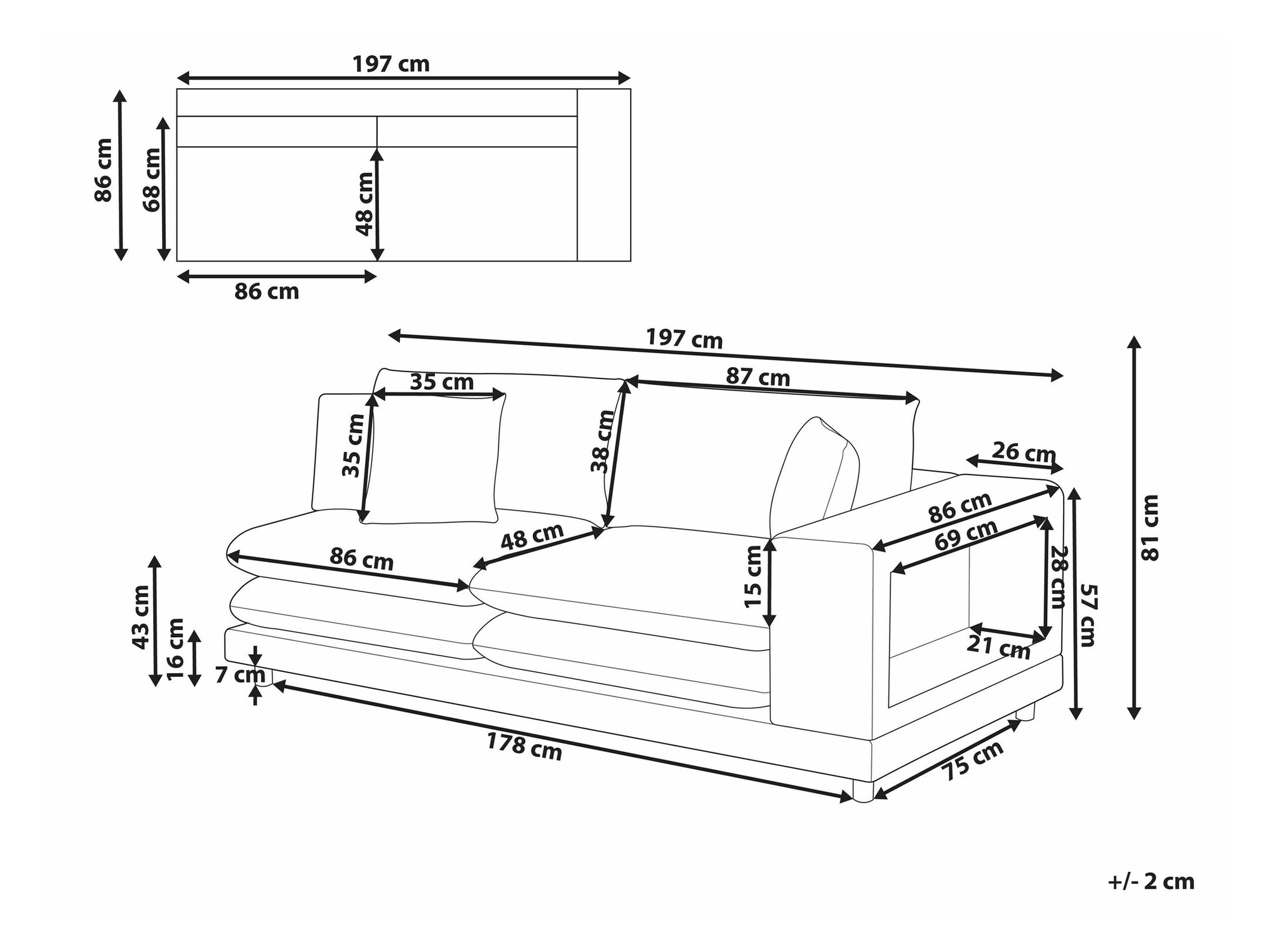 Kauč Berwyn 2430 (Siva)