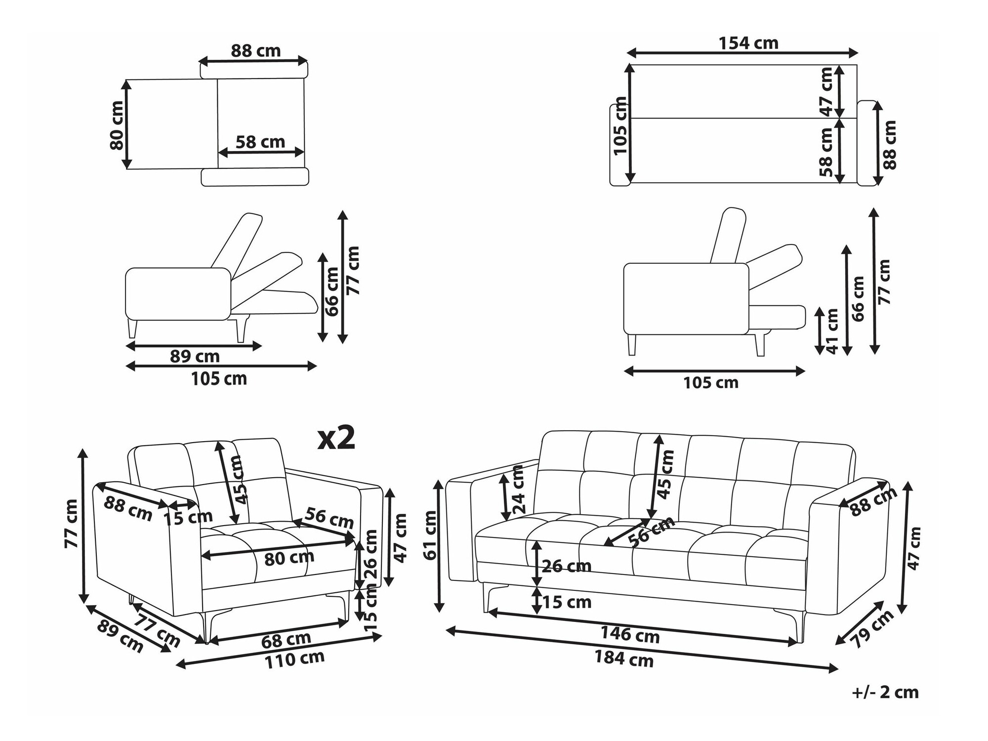 Tapecirani namještaj Mormiru 107 (Crvena)