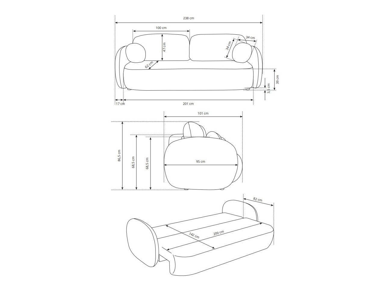 Kauč na razvlačenje Kingston 139 (Sicuro 55)