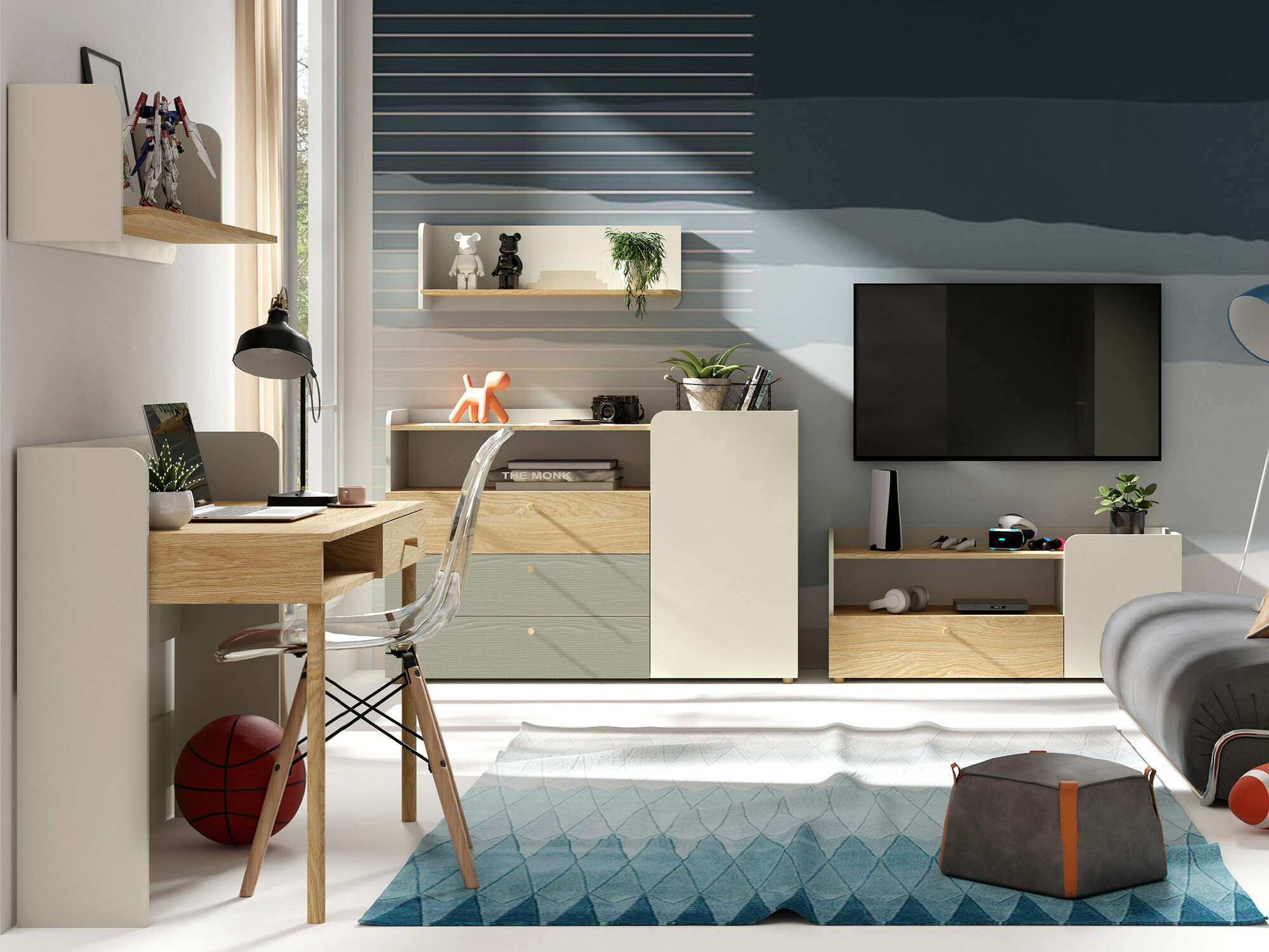 Komoda Domcali 107 (Siva + Hrast)