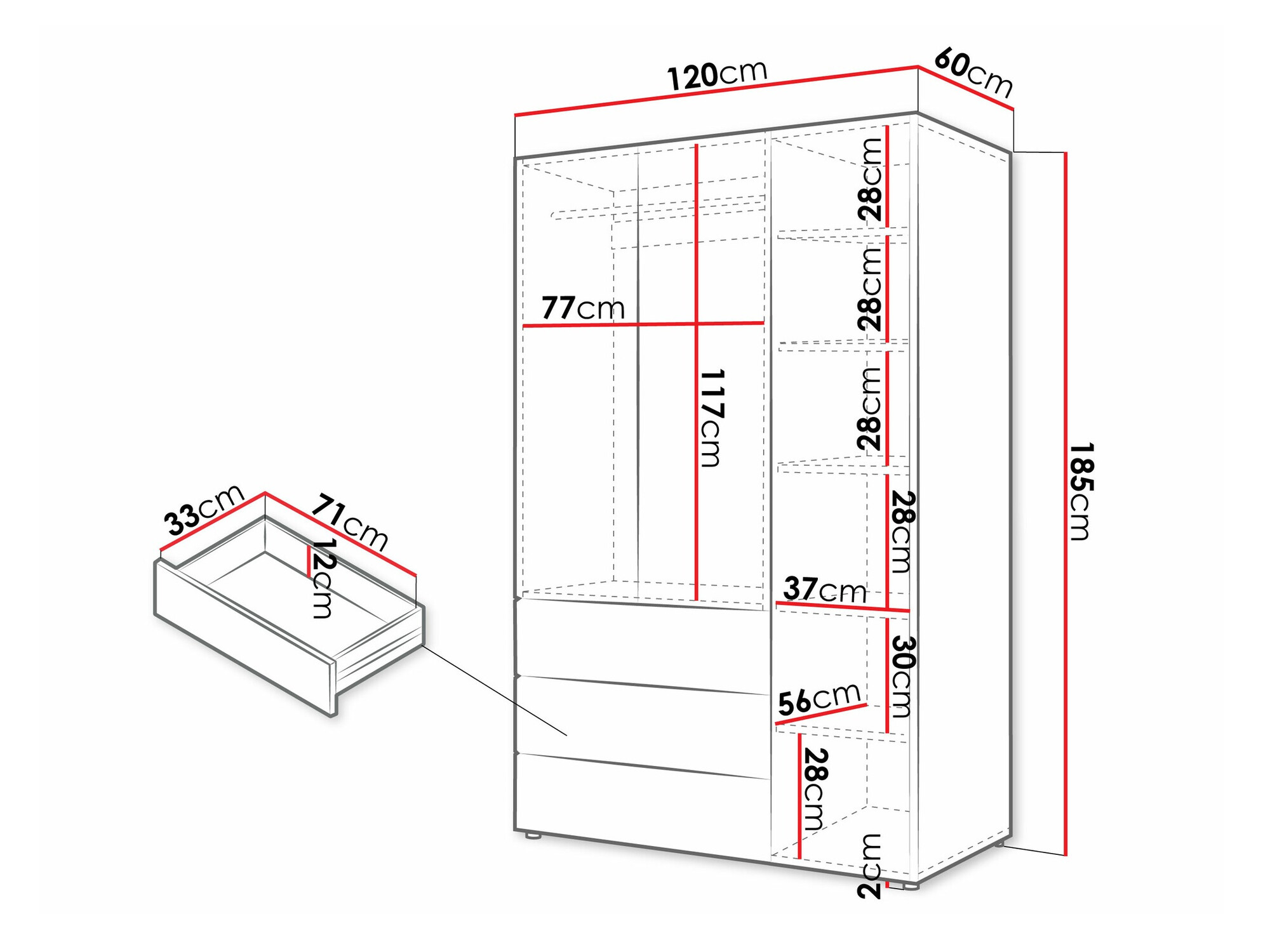 Ormar Domcali 100 (Bež + Hrast)