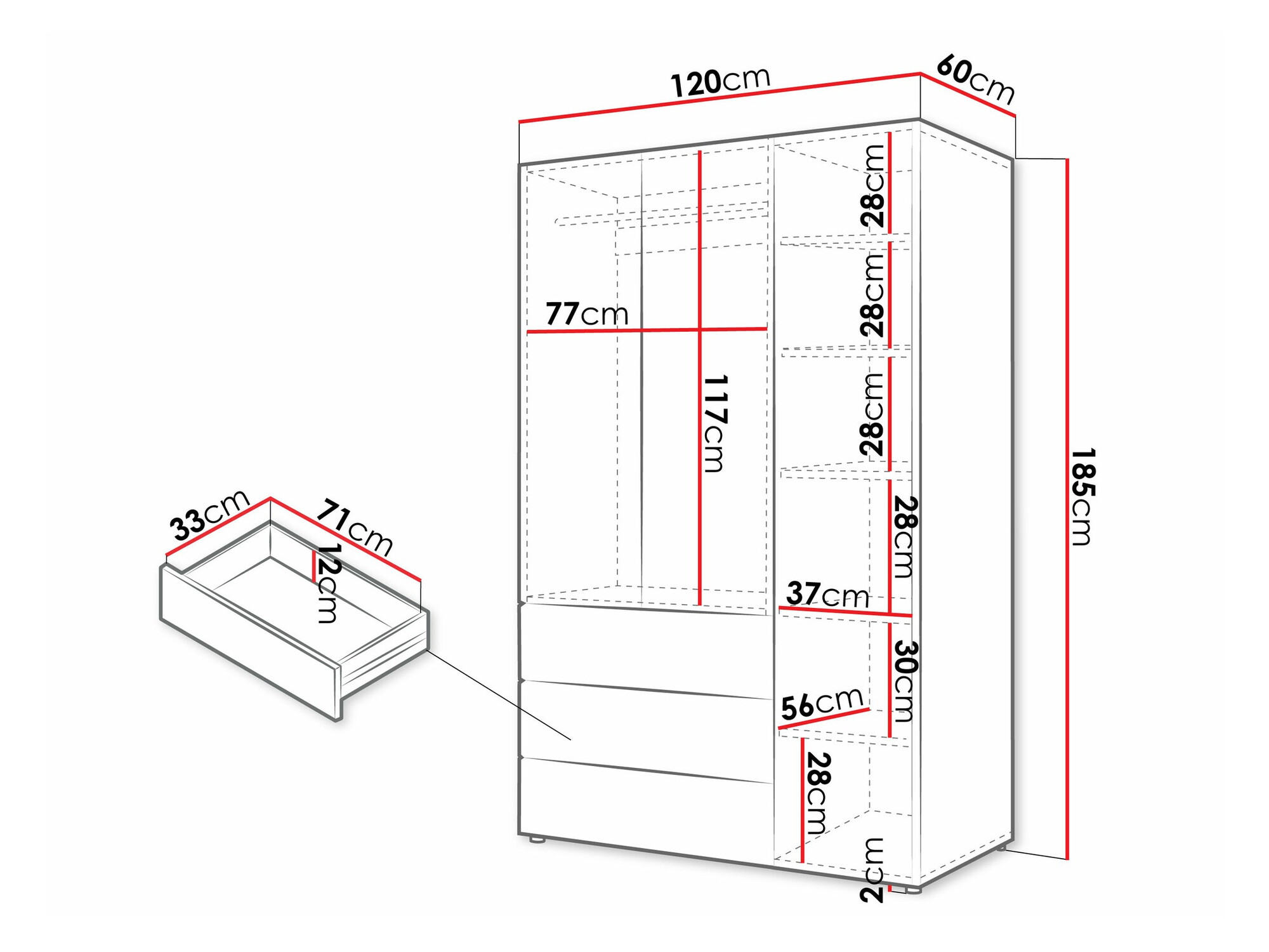 Ormar Domcali 100 (Siva + Hrast)