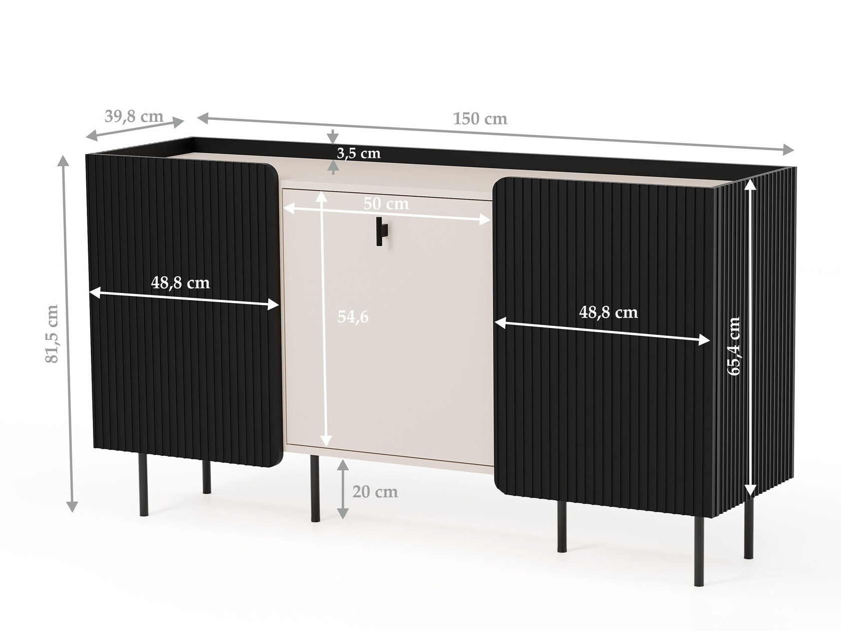Ormarić Mansfield 101 (Crna + Kašmir)